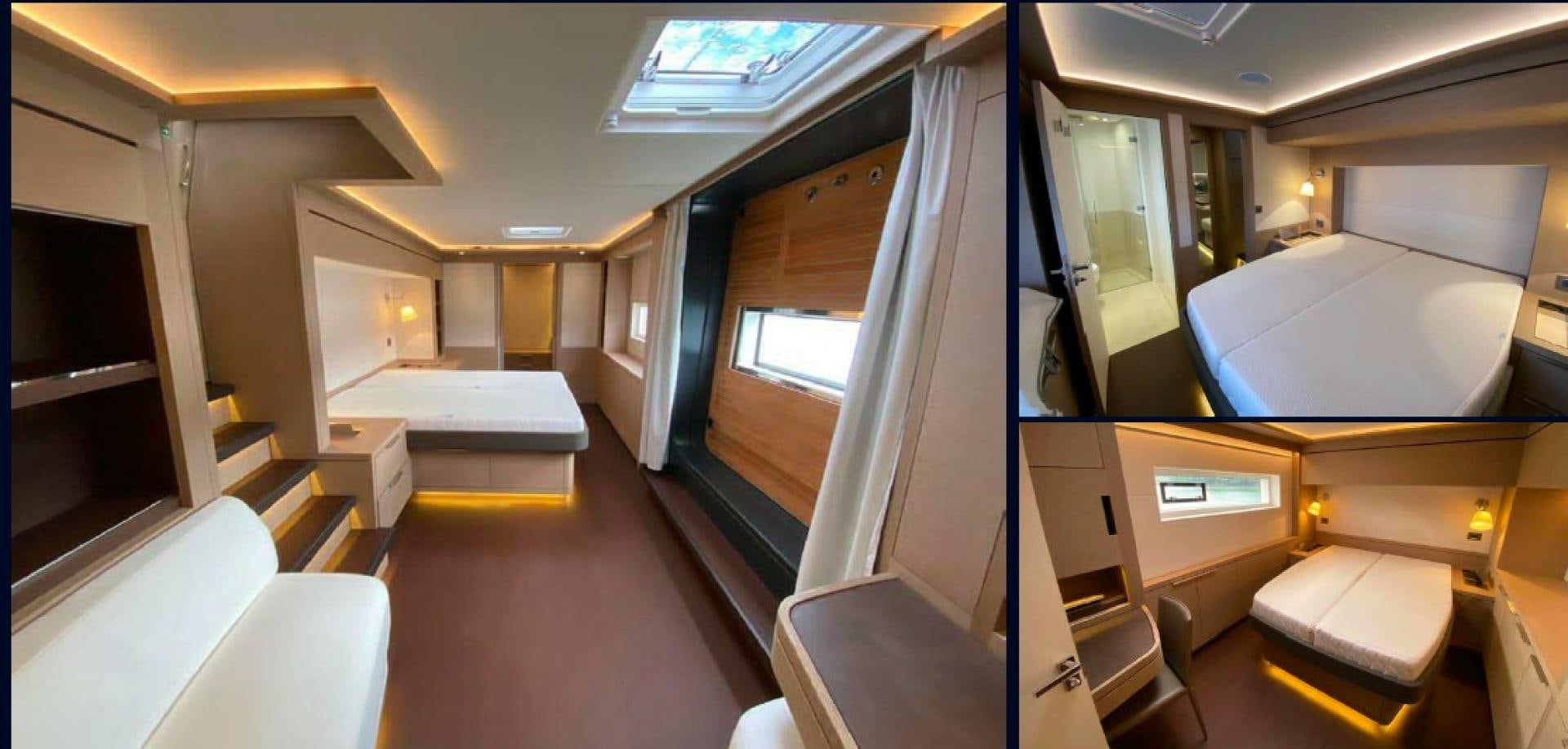 a room with a large window and a bathtub aboard HTC Yacht for Sale
