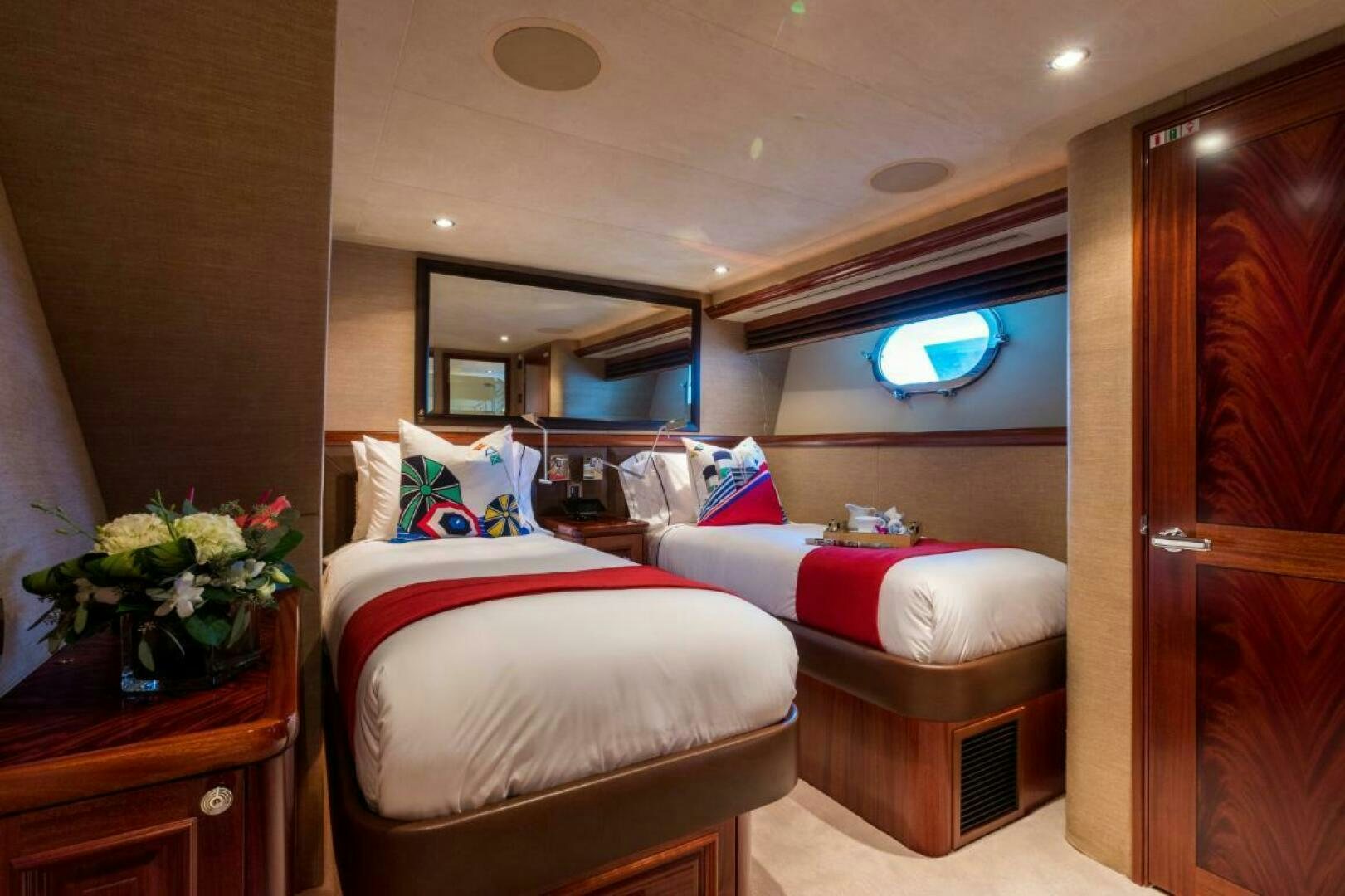 a room with two beds aboard TRUST FUN Yacht for Sale