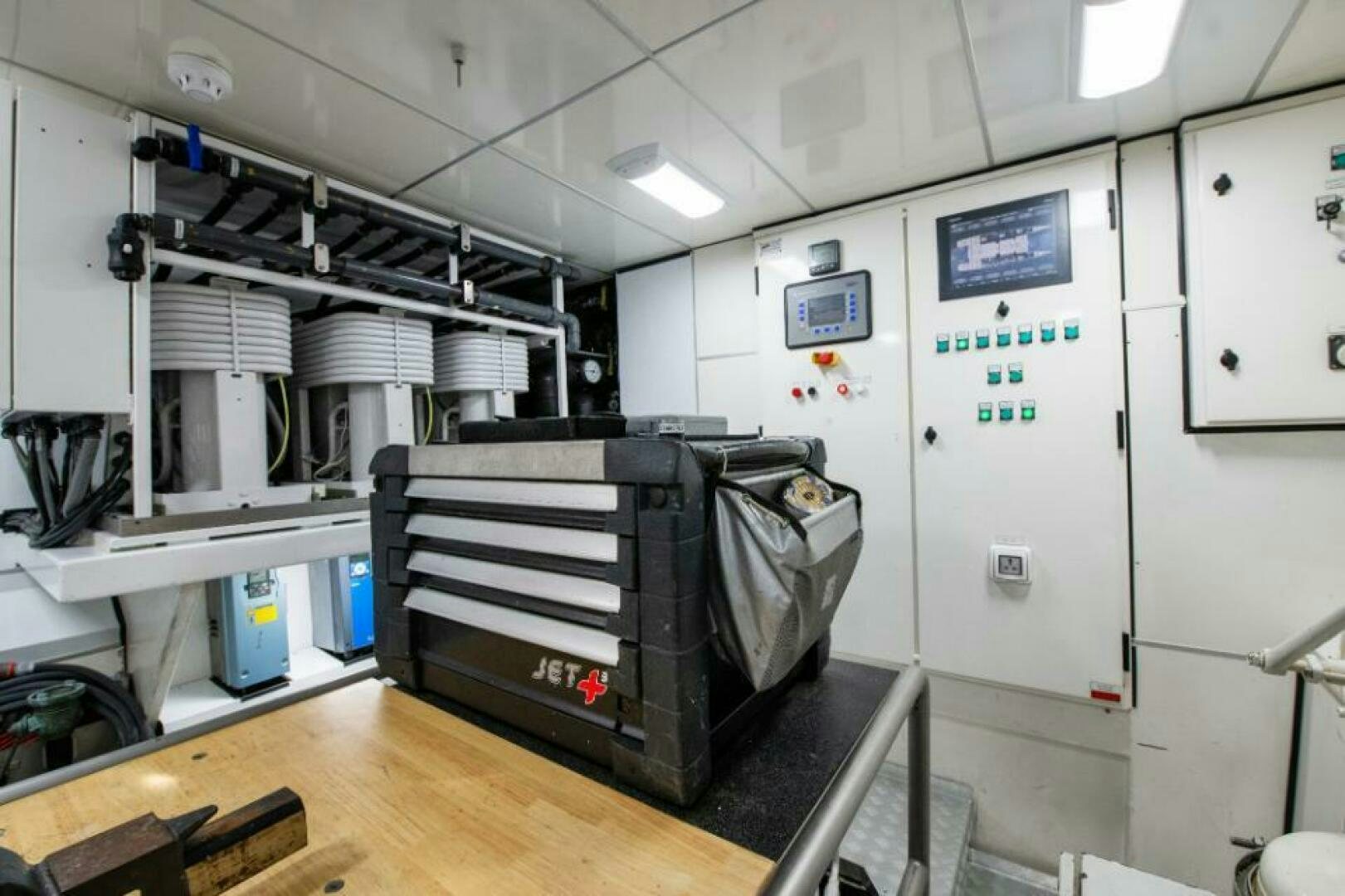 a room with machines and equipment aboard MOUSETRAP Yacht for Sale