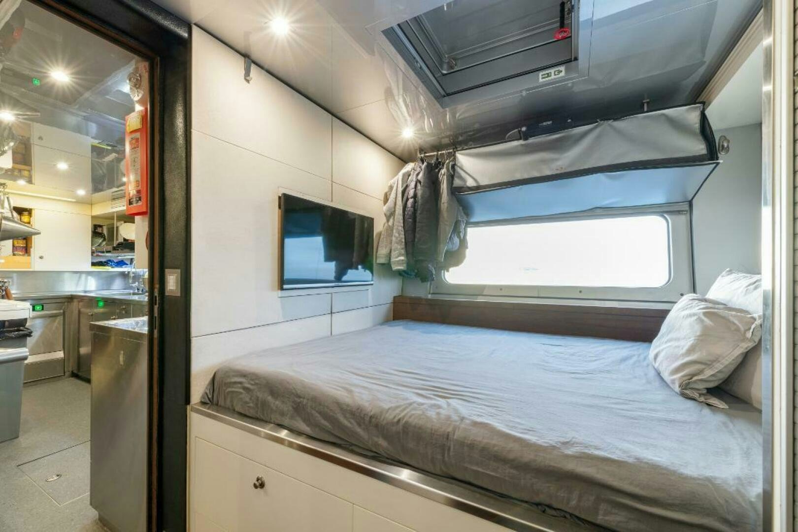 a bed in a room aboard MOUSETRAP Yacht for Sale