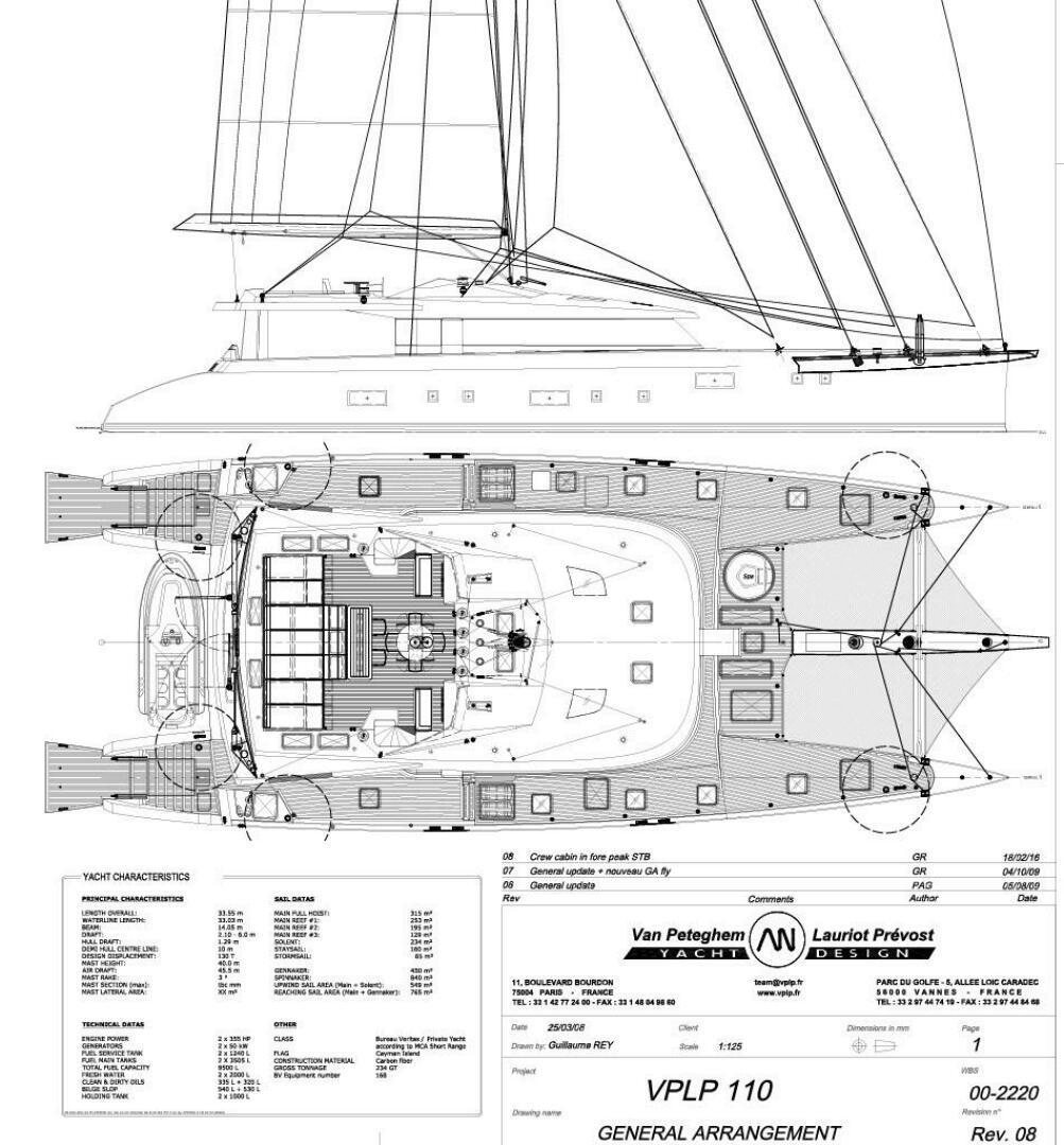 diagram, engineering drawing aboard MOUSETRAP Yacht for Sale