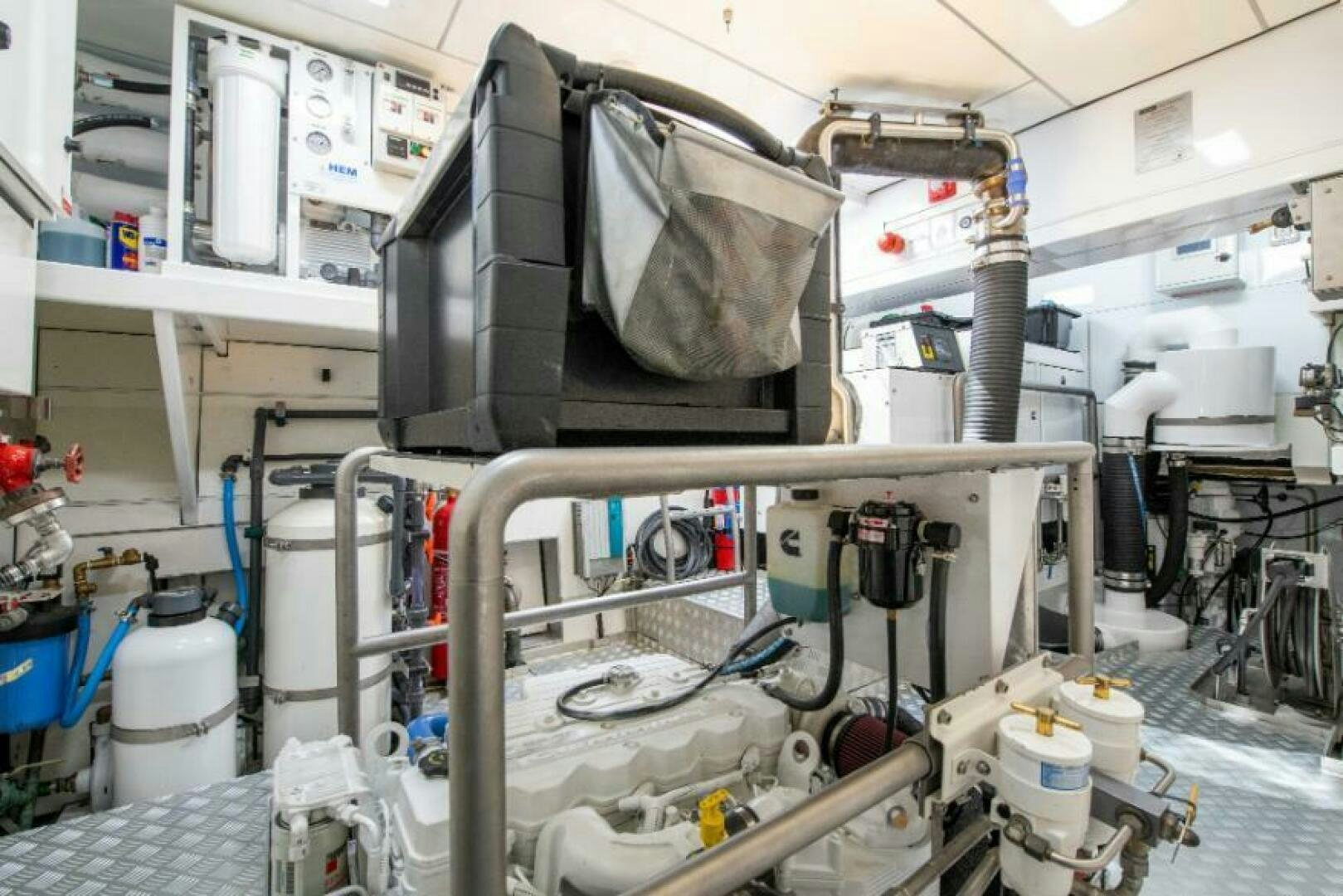 a machine with a large piece of equipment on it aboard MOUSETRAP Yacht for Sale