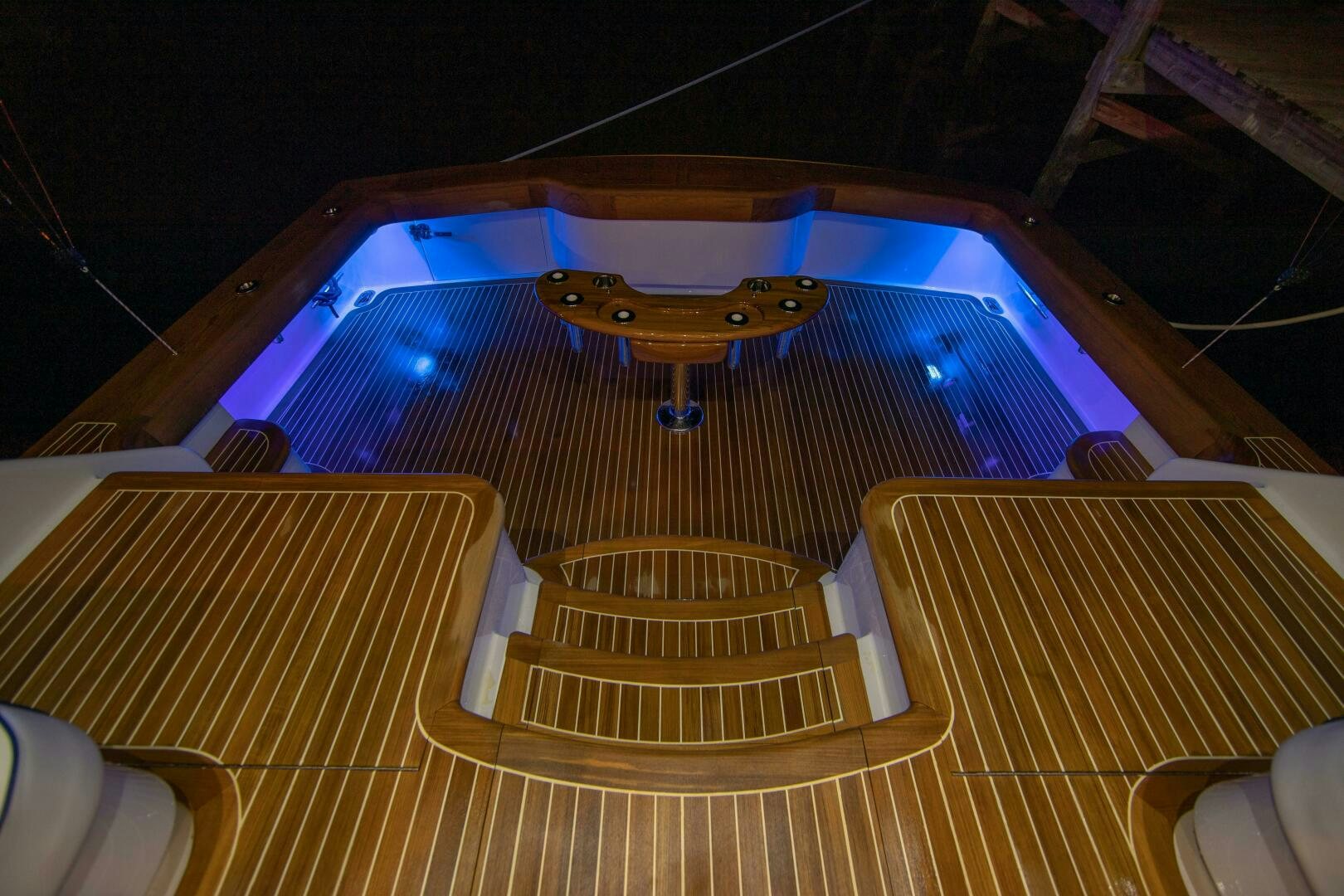 a stage with a blue light aboard PRIVATEER Yacht for Sale