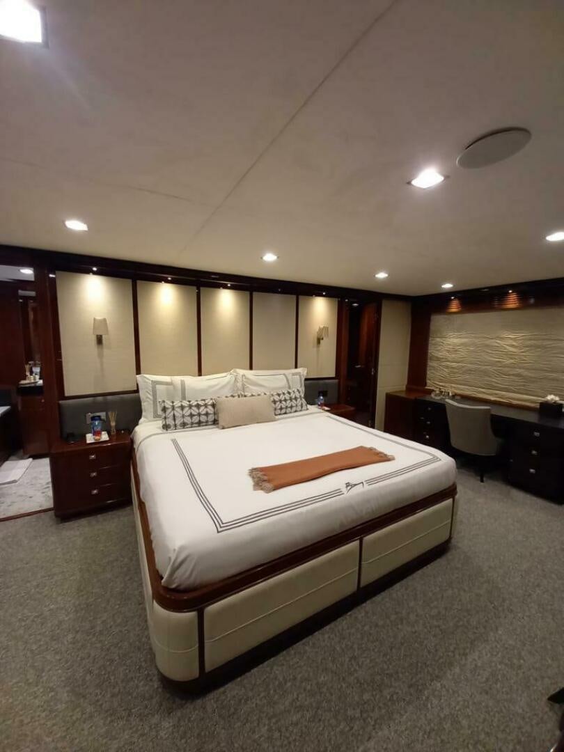 a bed in a room aboard PRINCESS TWO Yacht for Sale