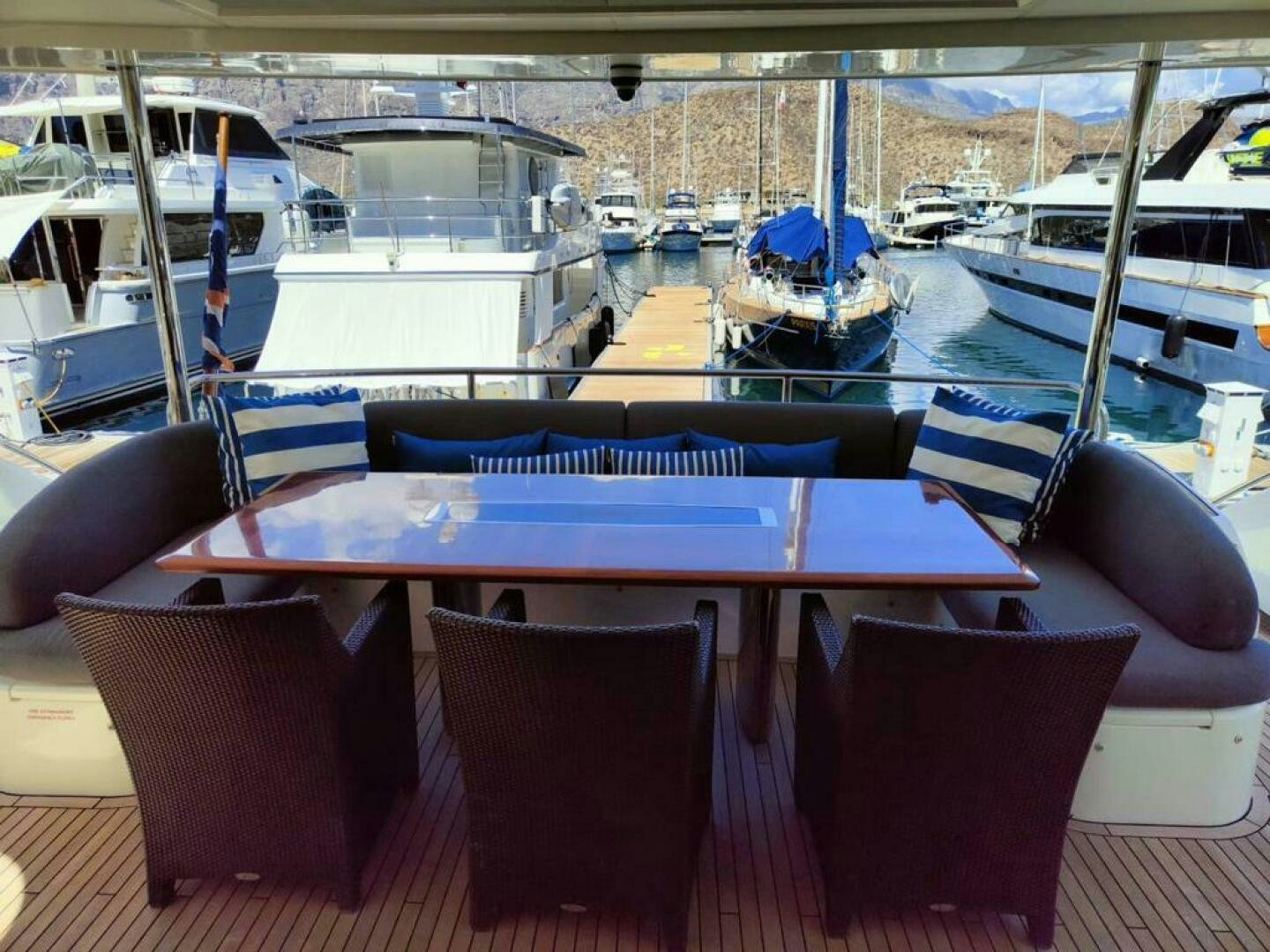 a table with chairs around it aboard PRINCESS TWO Yacht for Sale