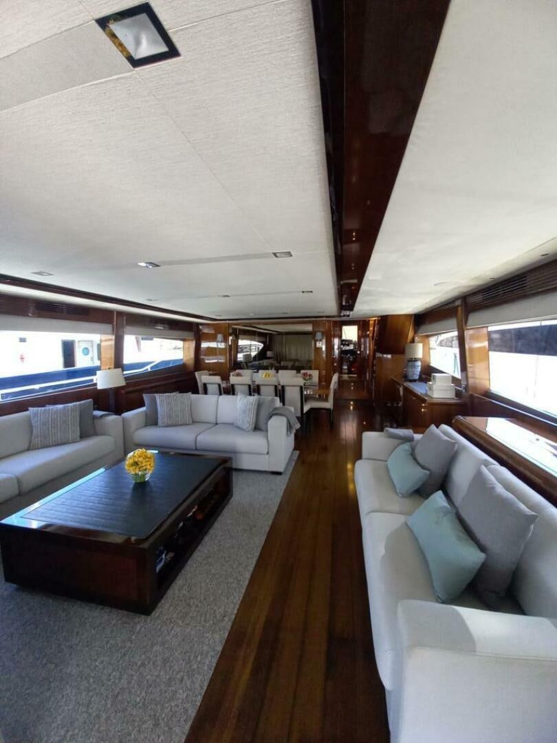 a living room with a large window aboard PRINCESS TWO Yacht for Sale