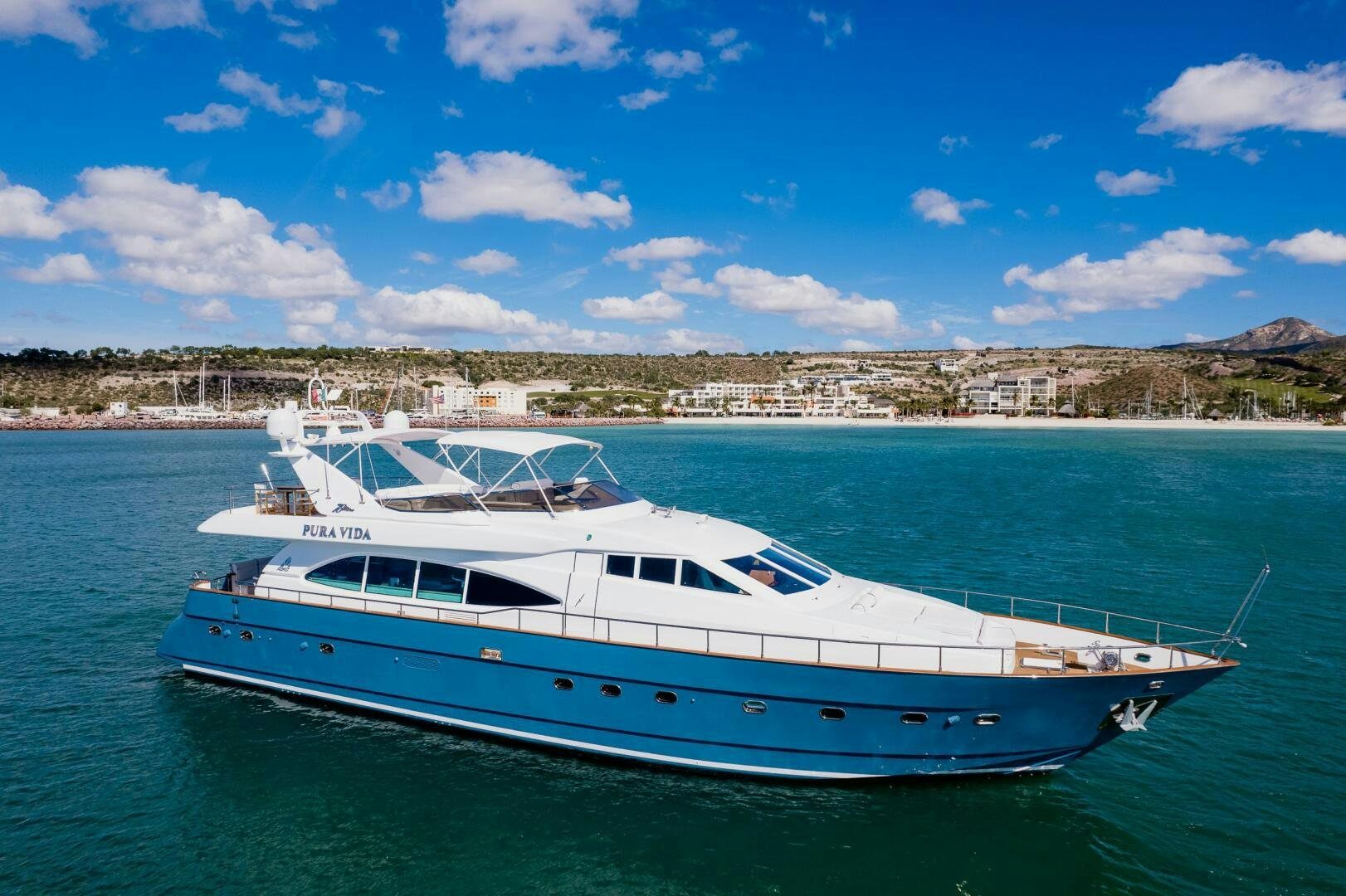 a boat on the water aboard PURA VIDA  Yacht for Sale