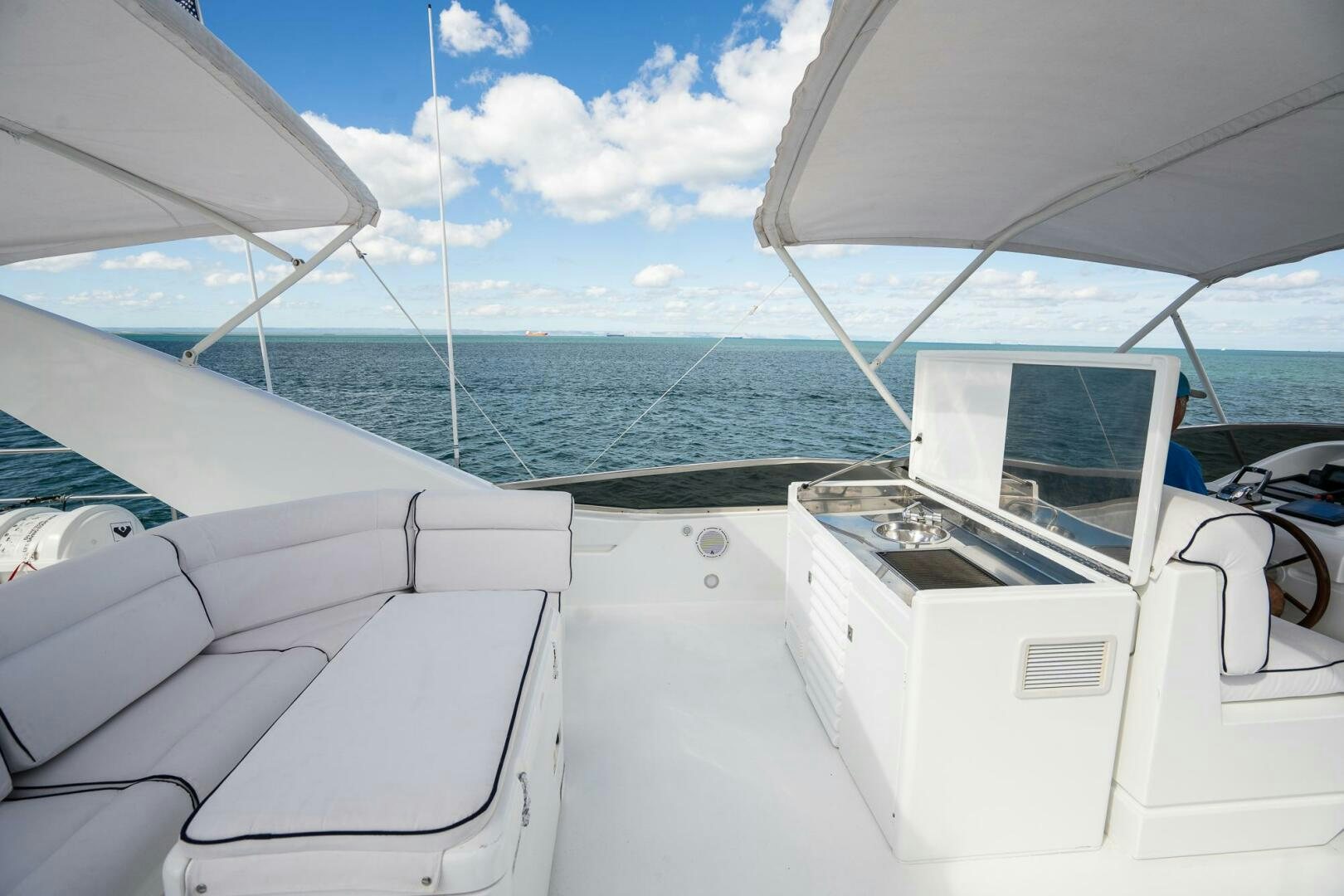 a boat on the water aboard PURA VIDA  Yacht for Sale