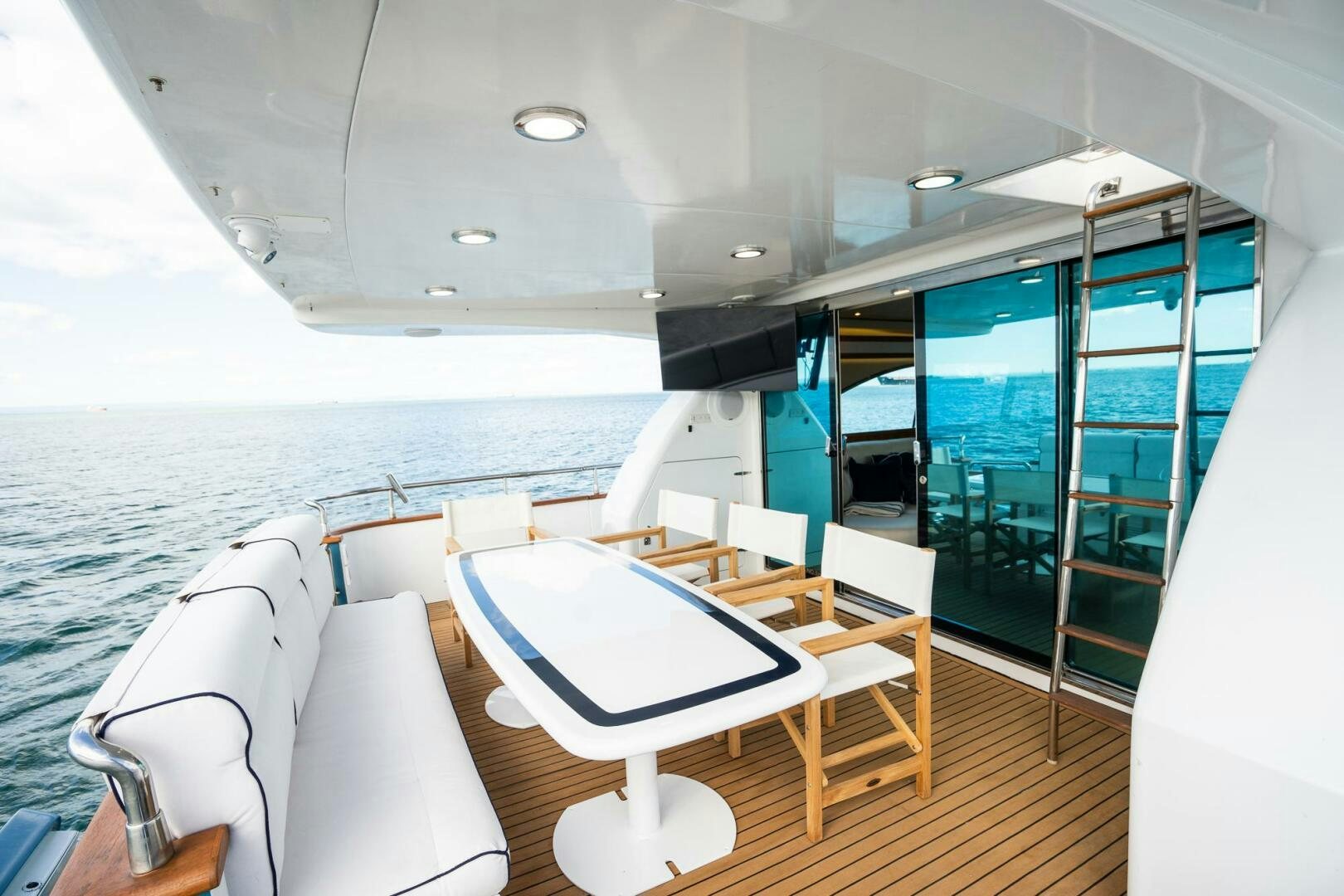 a table on a boat aboard PURA VIDA  Yacht for Sale