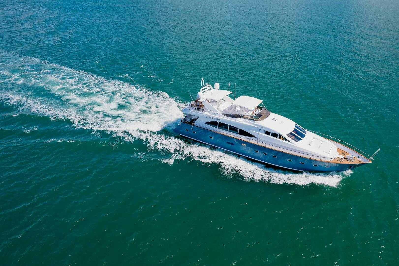 a boat in the water aboard PURA VIDA  Yacht for Sale