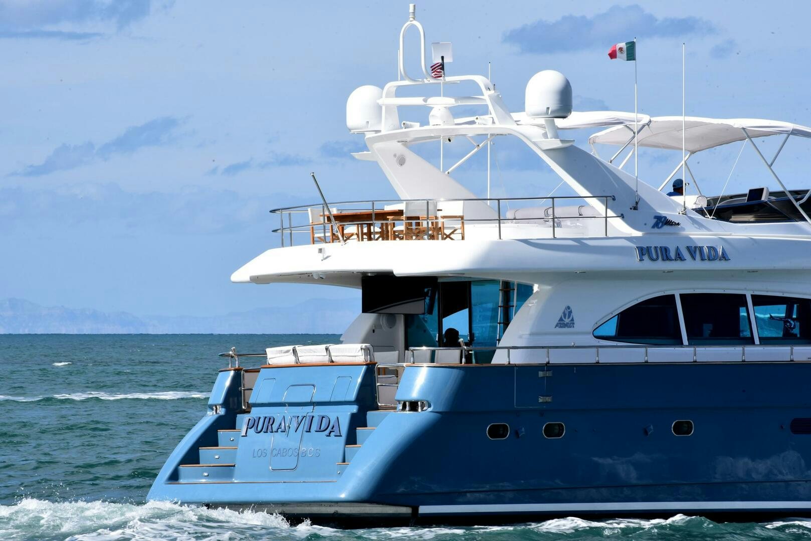 a boat in the water aboard PURA VIDA  Yacht for Sale