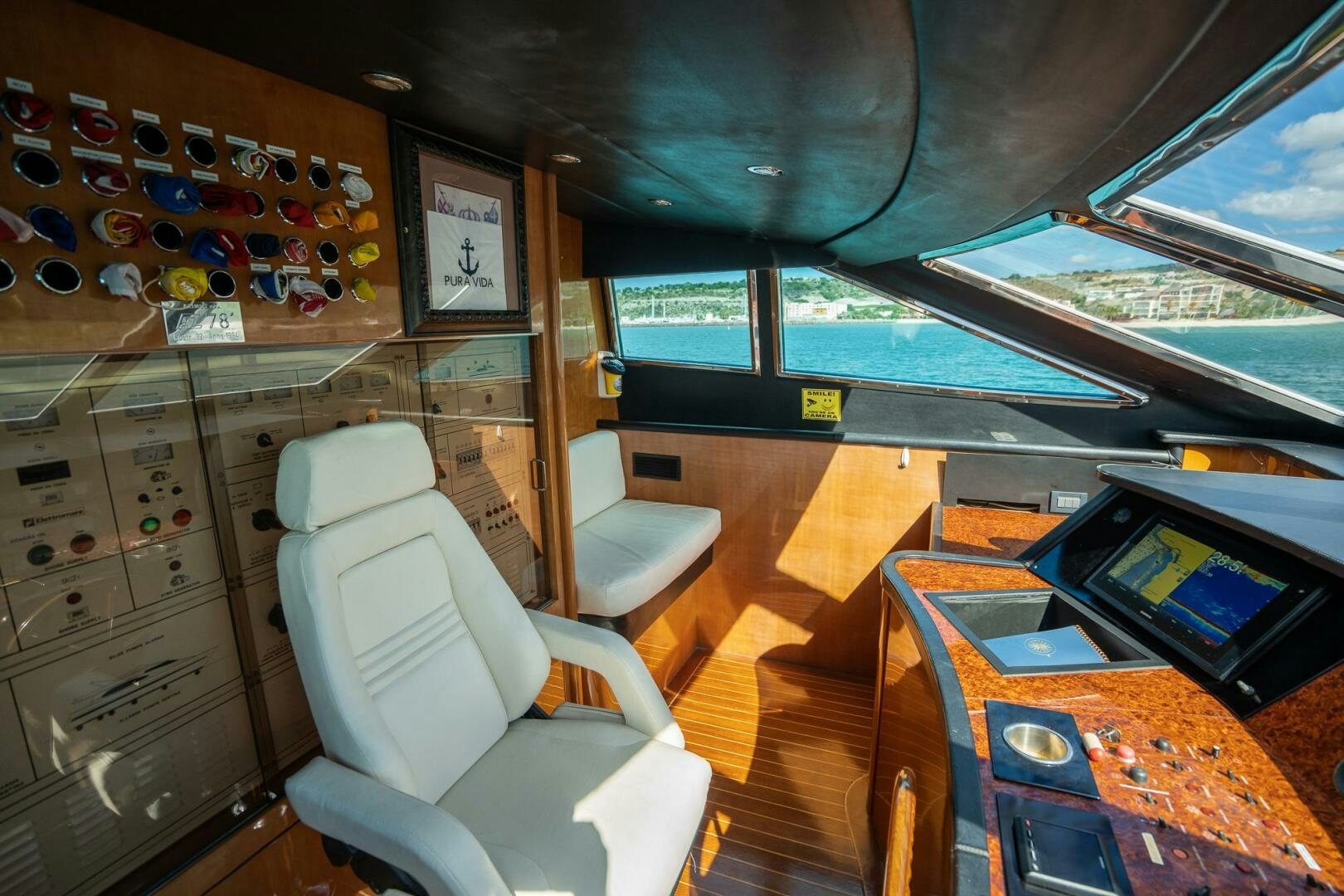 inside of a vehicle aboard PURA VIDA  Yacht for Sale