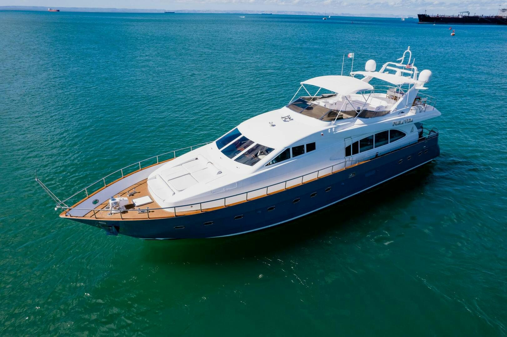 a boat in the water aboard PURA VIDA  Yacht for Sale