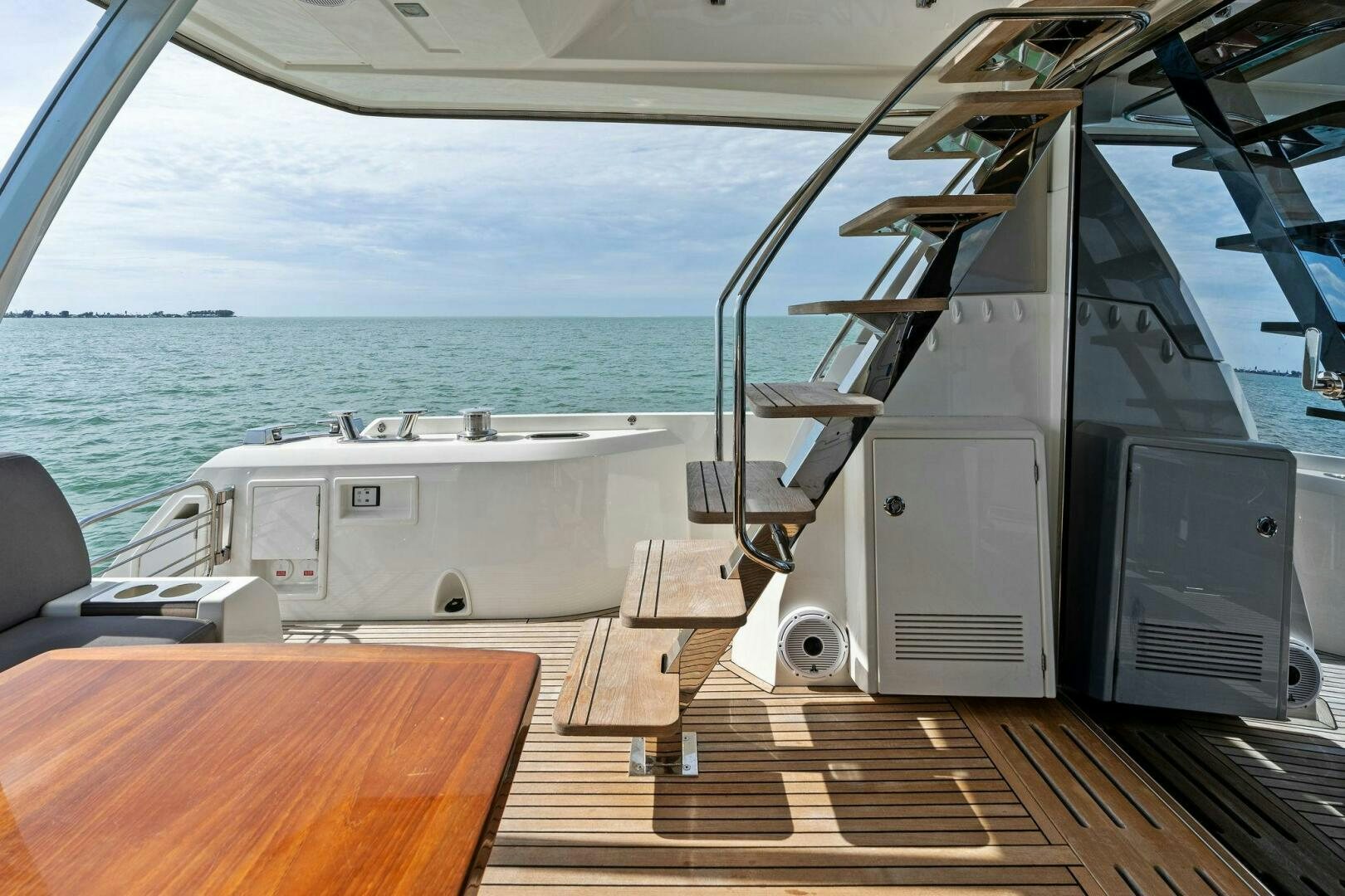 a boat on a deck aboard PRESTIGE WORLDWIDE Yacht for Sale