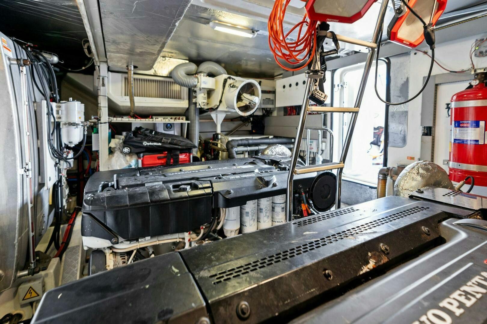 a large machine with a large piece of equipment in it aboard PRESTIGE WORLDWIDE Yacht for Sale