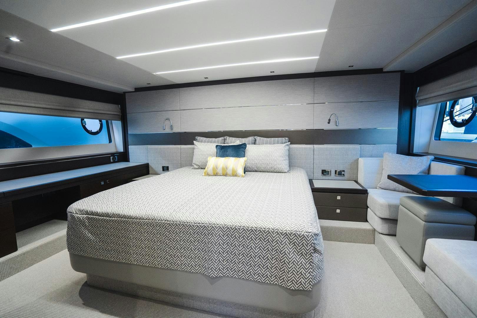 a bed in a room aboard INCENTIVIZED Yacht for Sale