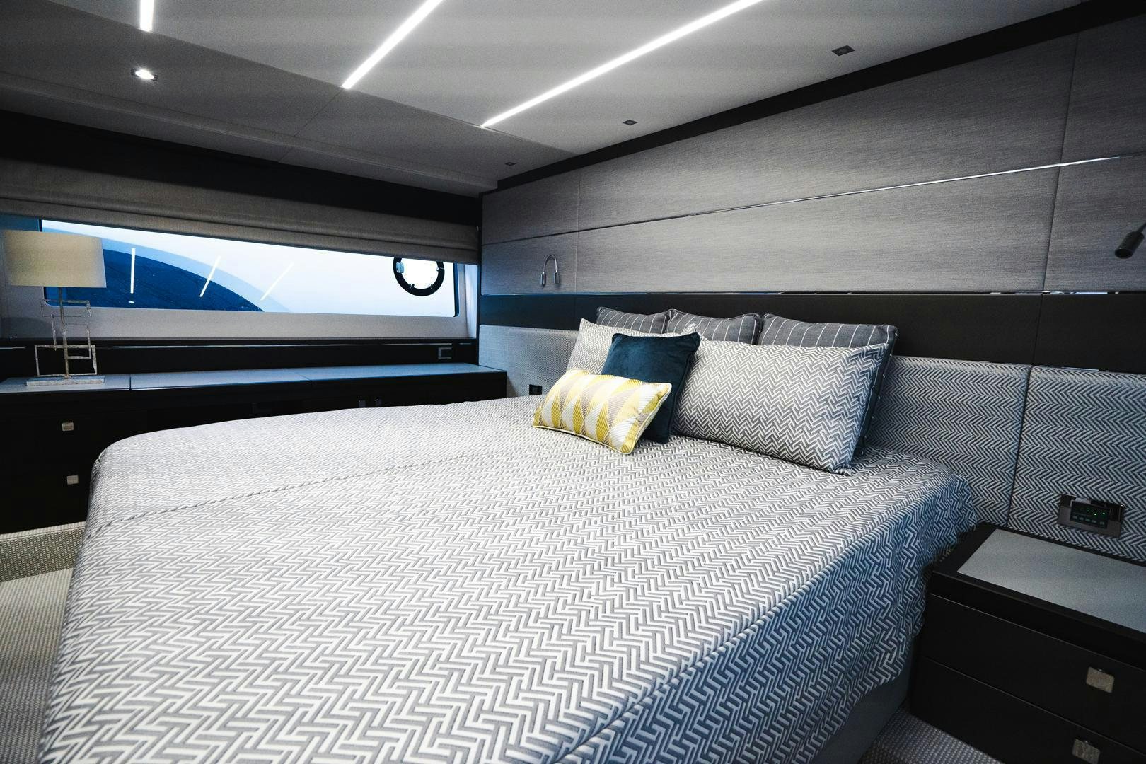 a bed in a room aboard INCENTIVIZED Yacht for Sale