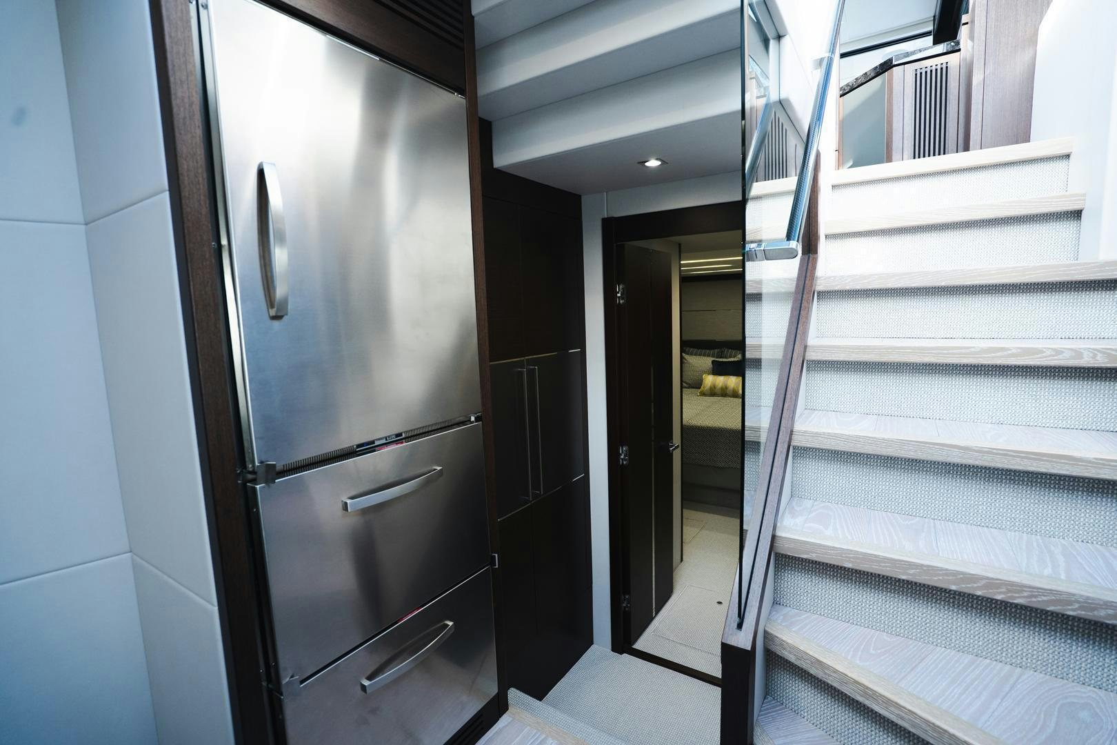 a hallway with a metal door and a metal door aboard INCENTIVIZED Yacht for Sale