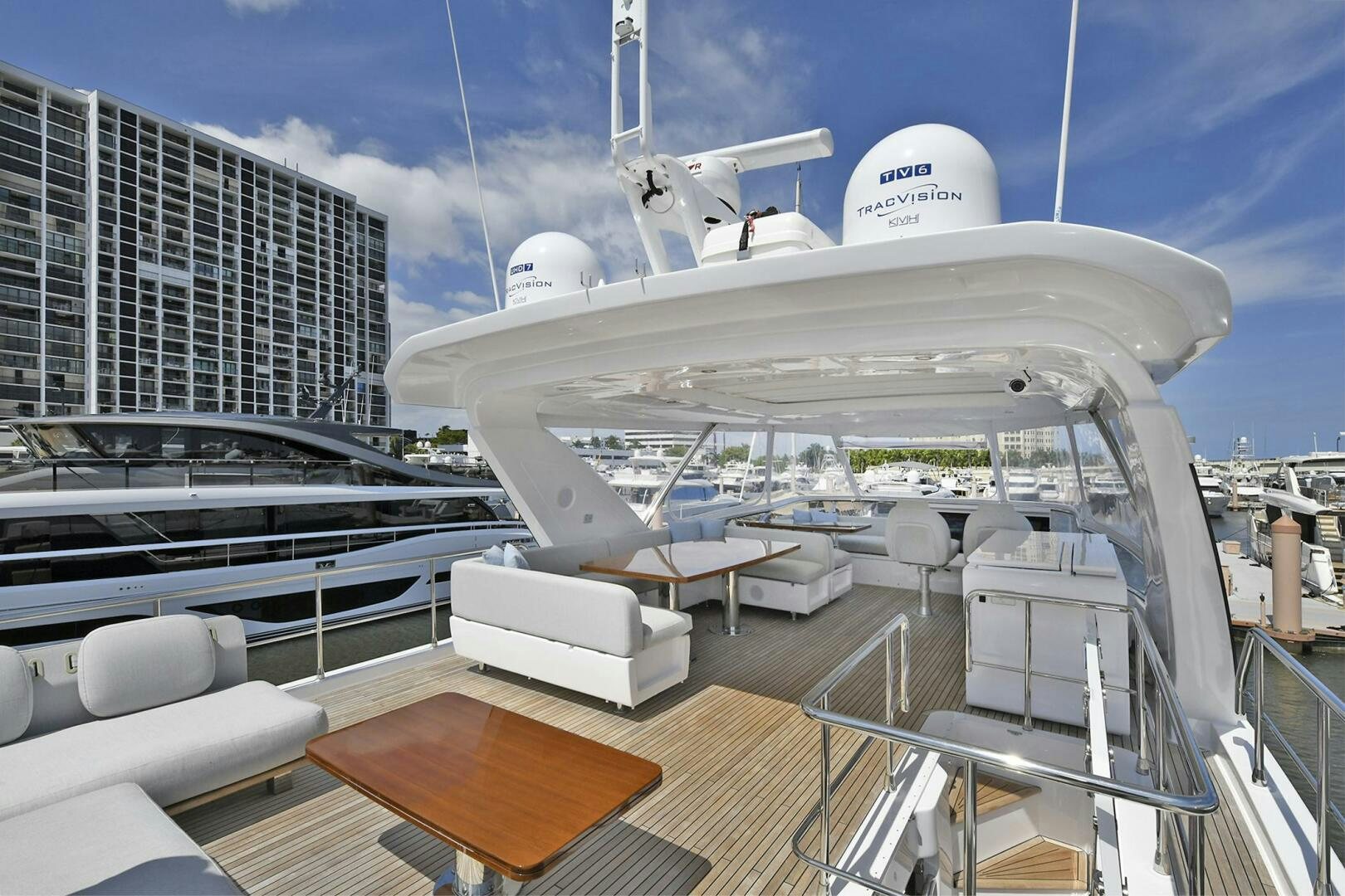 a large white airplane aboard SLAINTE Yacht for Sale