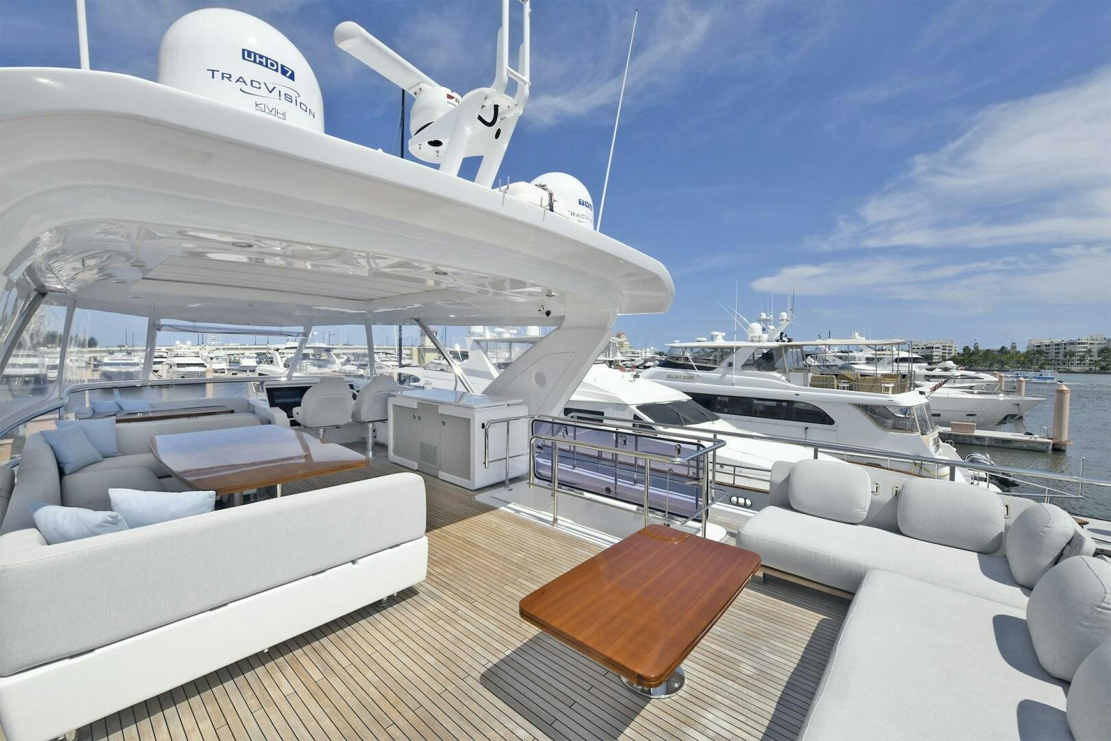 a large white airplane on a deck aboard SLAINTE Yacht for Sale