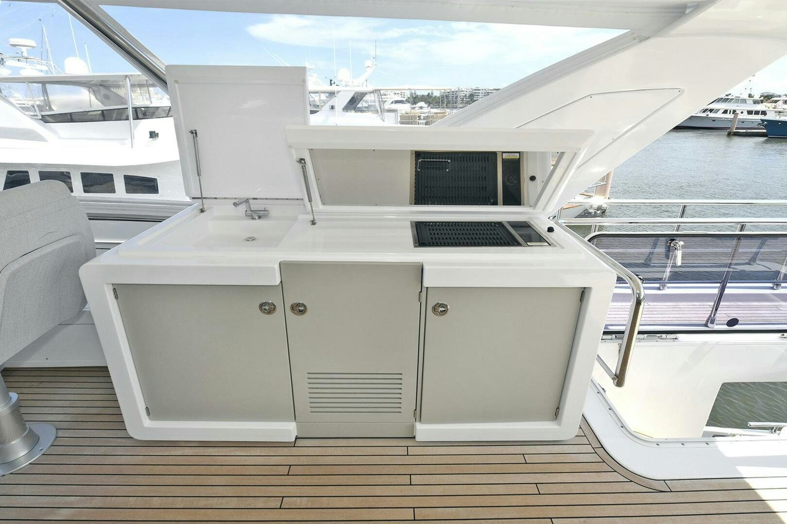 a boat with a large window aboard SLAINTE Yacht for Sale