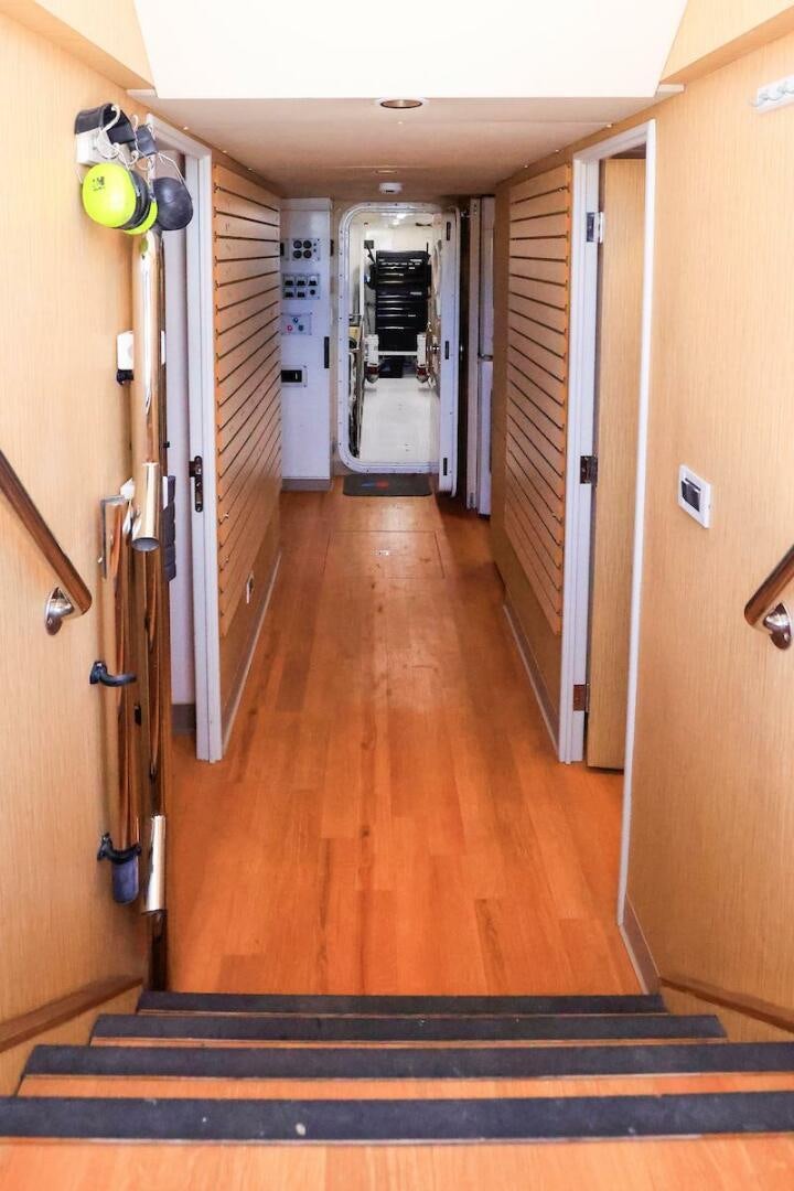 a hallway with wood floors aboard NORTH COAST Yacht for Sale