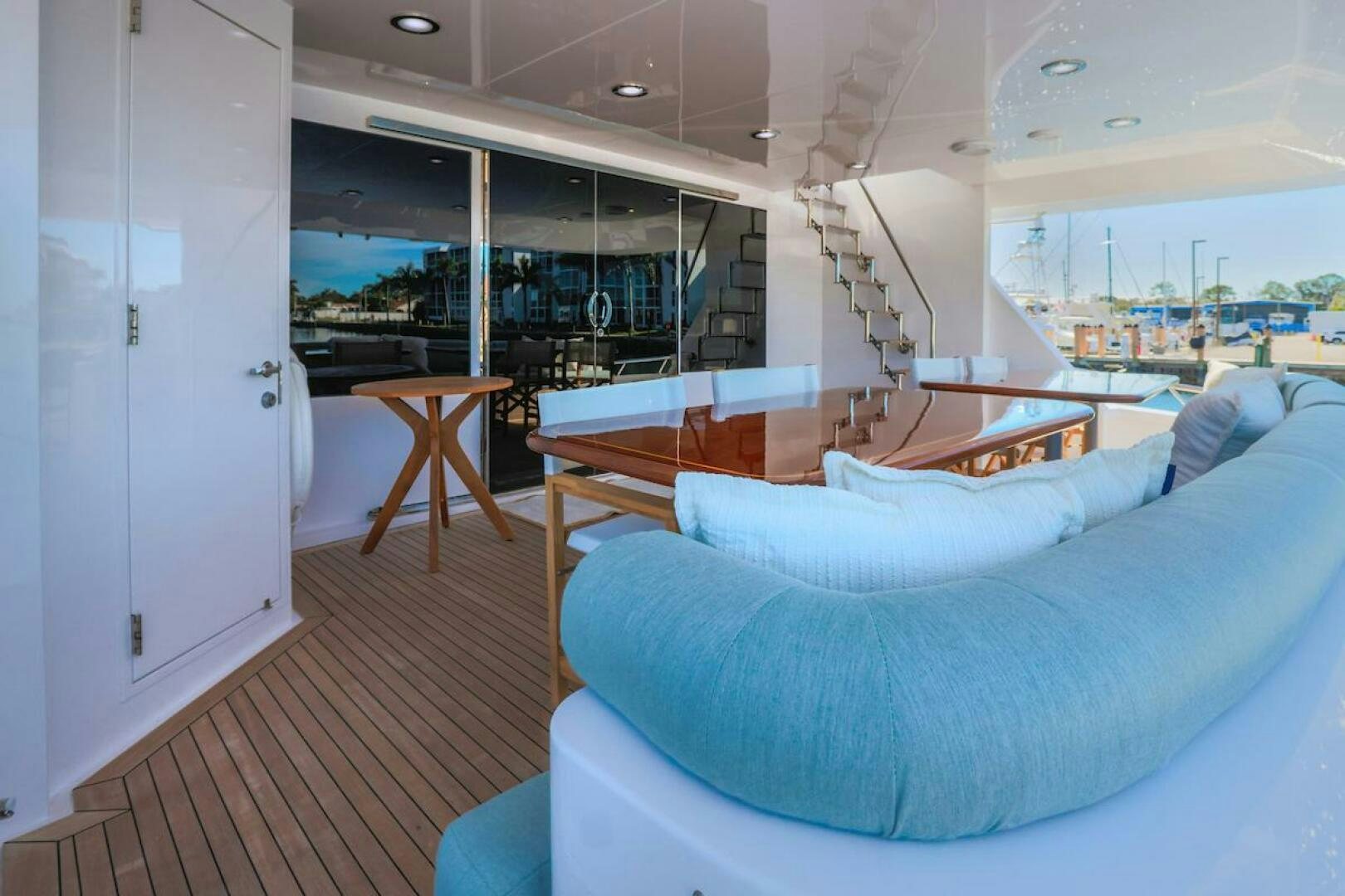 a room with a bed and a table aboard NORTH COAST Yacht for Sale