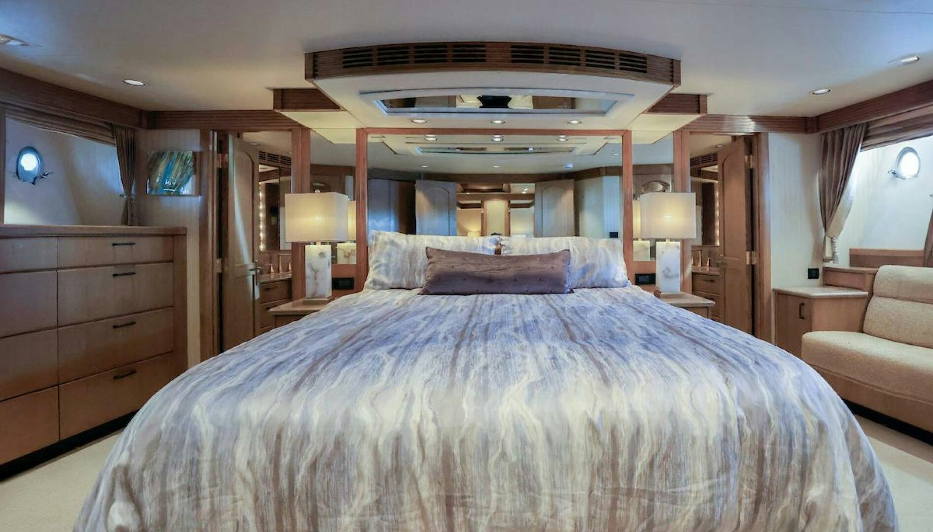 a bed with a large bed aboard NORTH COAST Yacht for Sale