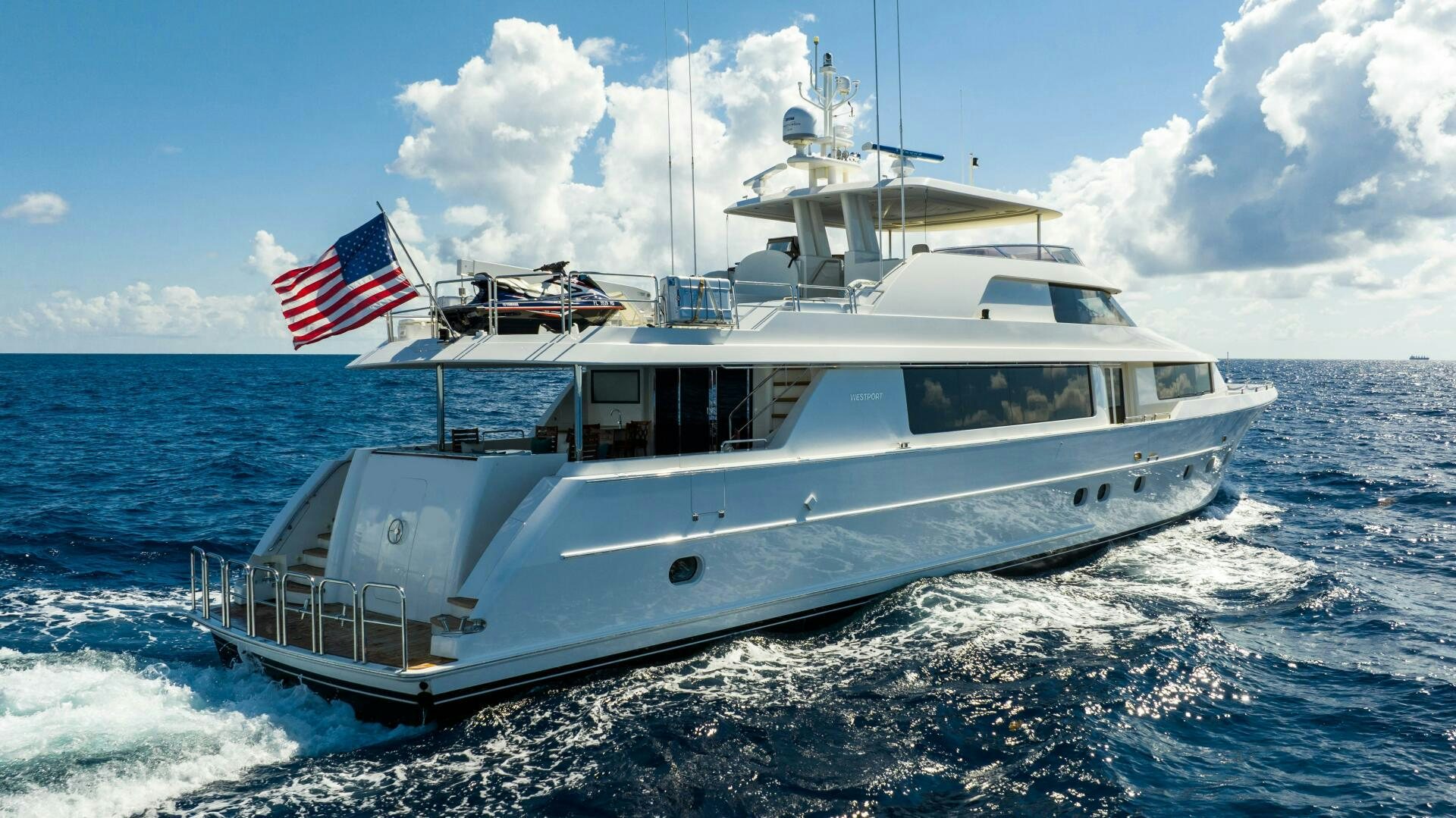 a boat on the water aboard FIRST LIGHT Yacht for Sale