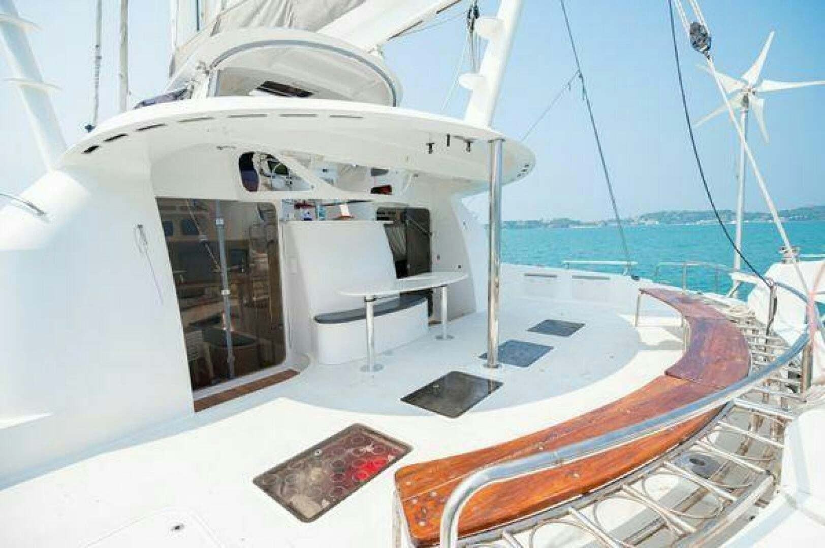 a white boat with a window aboard SEA CHANT Yacht for Sale