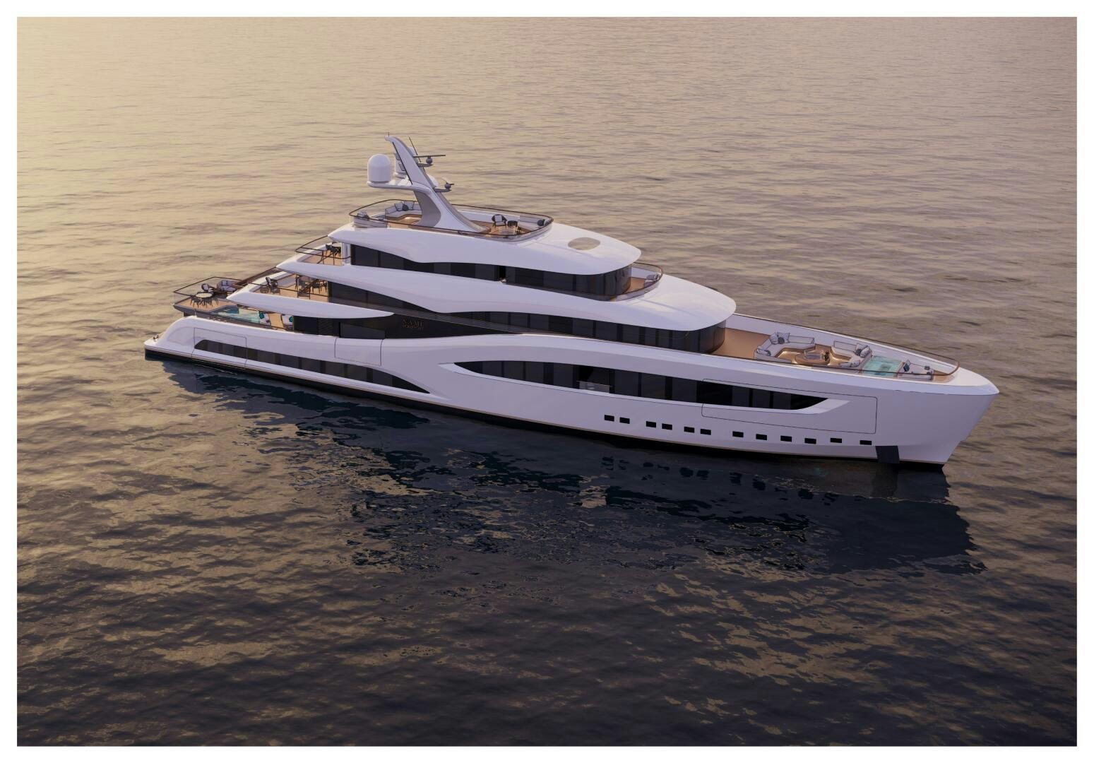 a white yacht in the water aboard PERENNIAL Yacht for Sale