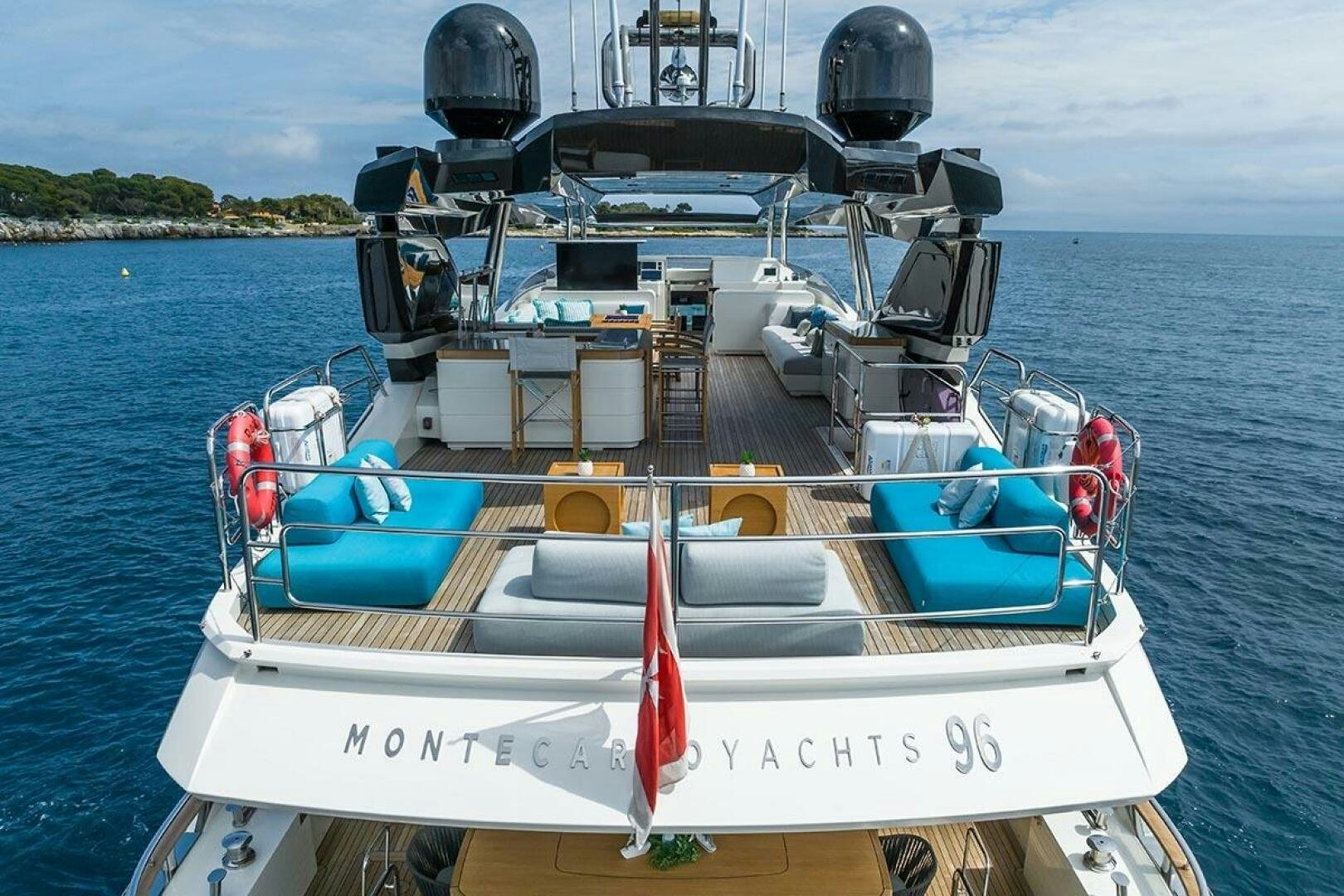 a boat with a helmet on it aboard ROCCO Yacht for Sale