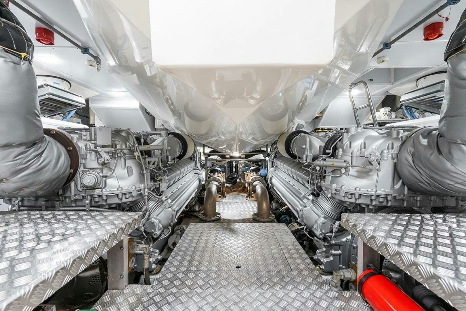 a close-up of a car engine aboard ROCCO Yacht for Sale