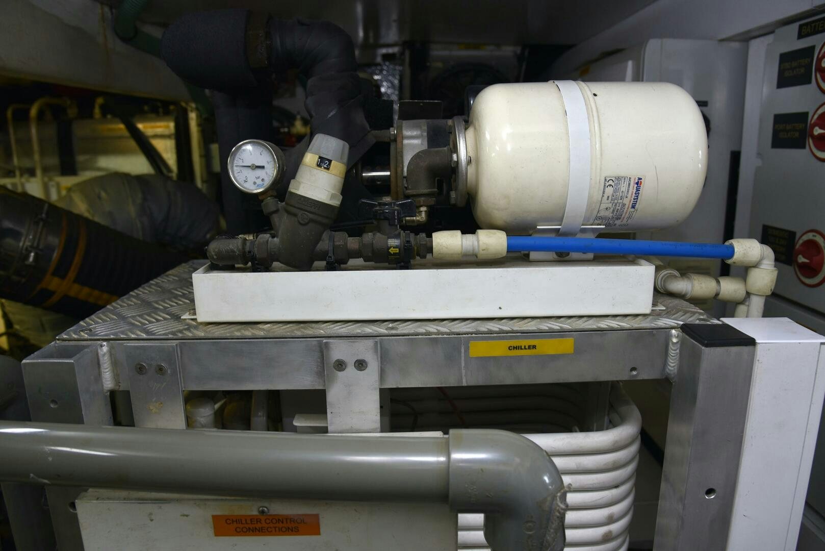 a machine with a white cylinder aboard SAVI II  Yacht for Sale