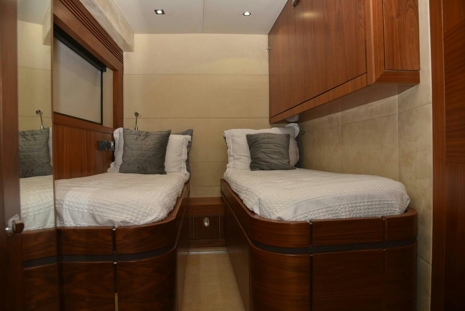 a couple of beds in a hotel room aboard SAVI II  Yacht for Sale