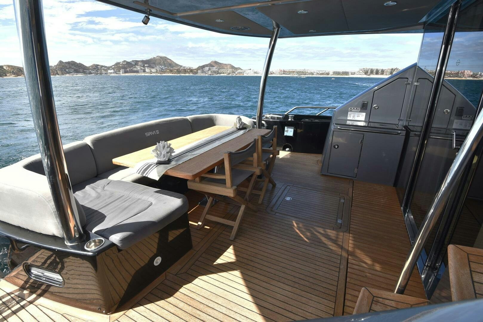 a boat on a deck aboard SAVI II  Yacht for Sale
