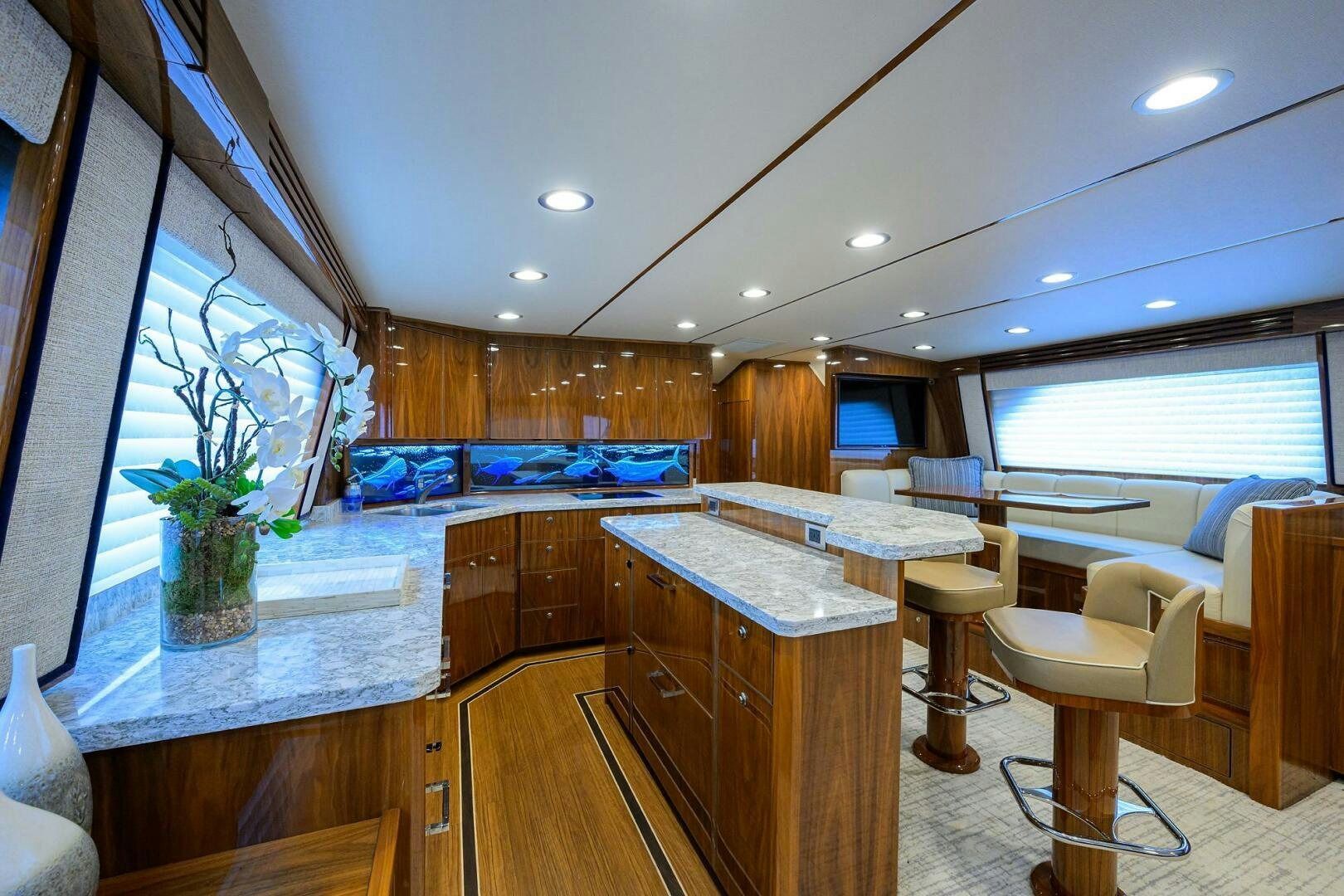 a kitchen and living room aboard TAMI ANN Yacht for Sale