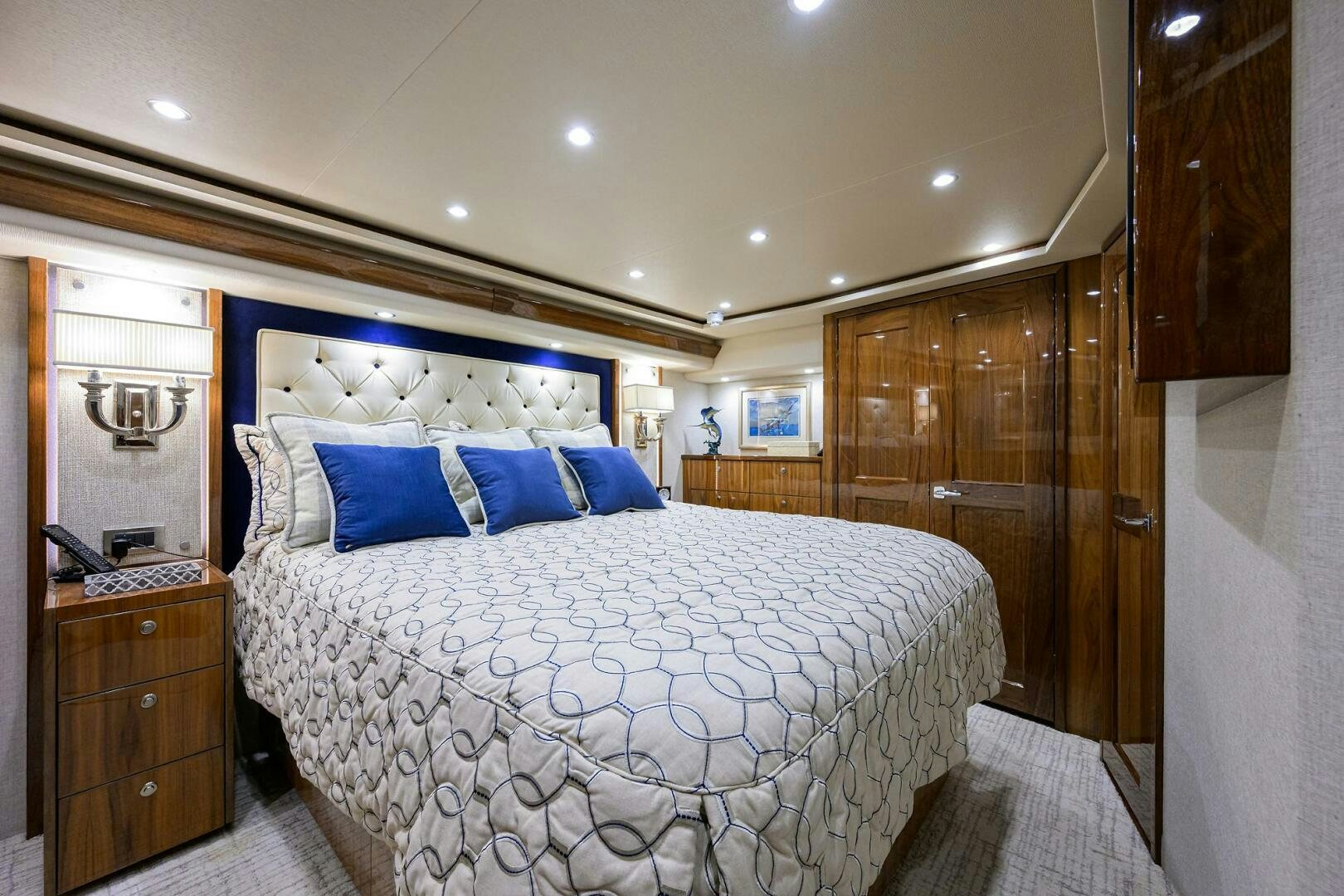 a bed in a room aboard TAMI ANN Yacht for Sale