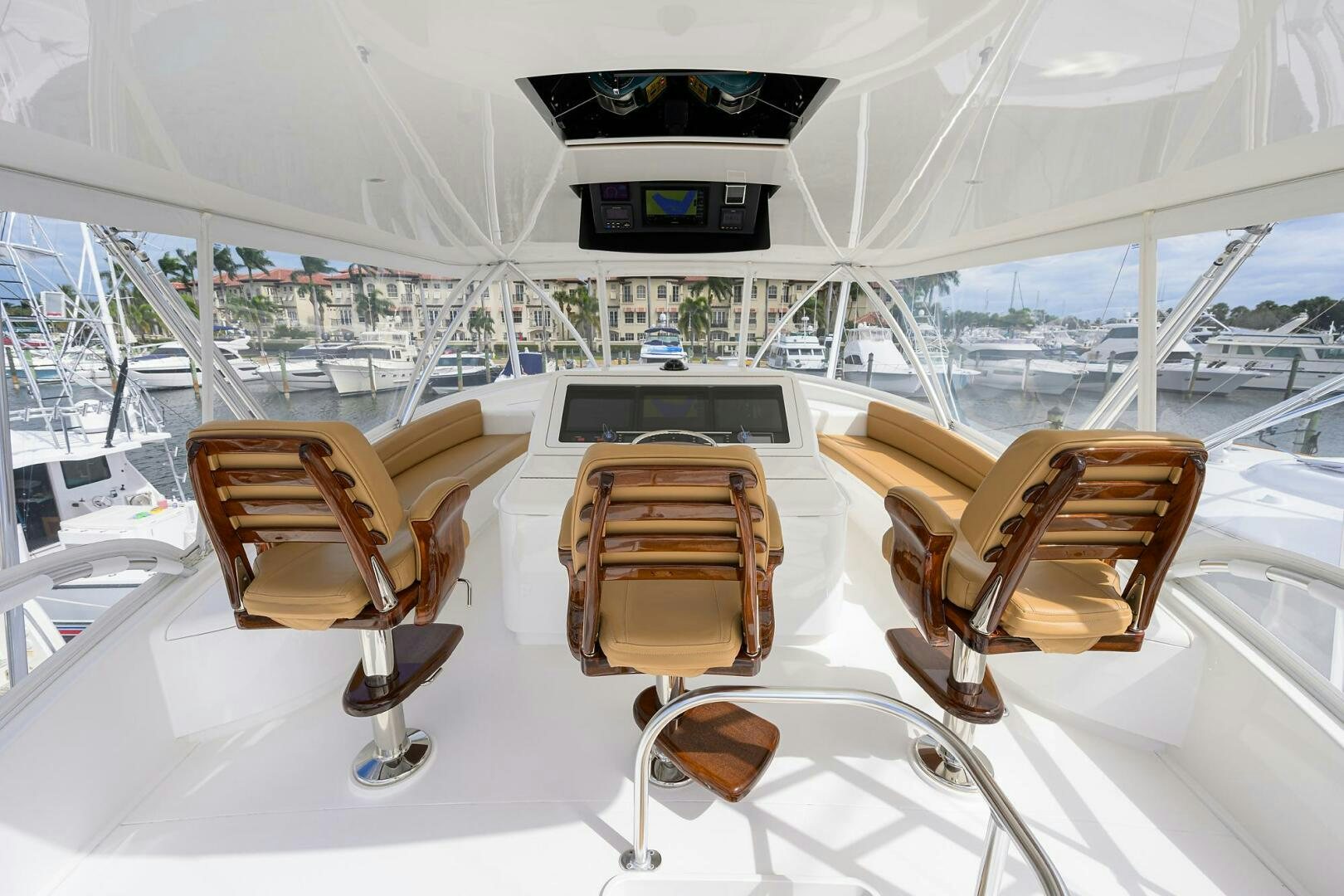 a couple of chairs on a deck aboard TAMI ANN Yacht for Sale