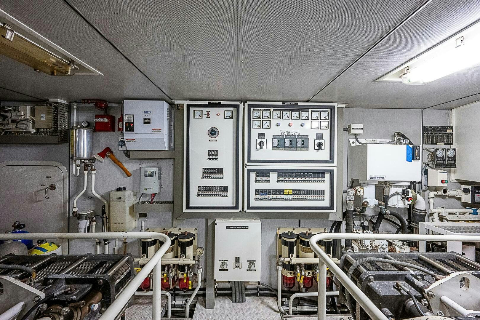 a room with machinery and equipment aboard PREDATOR Yacht for Sale