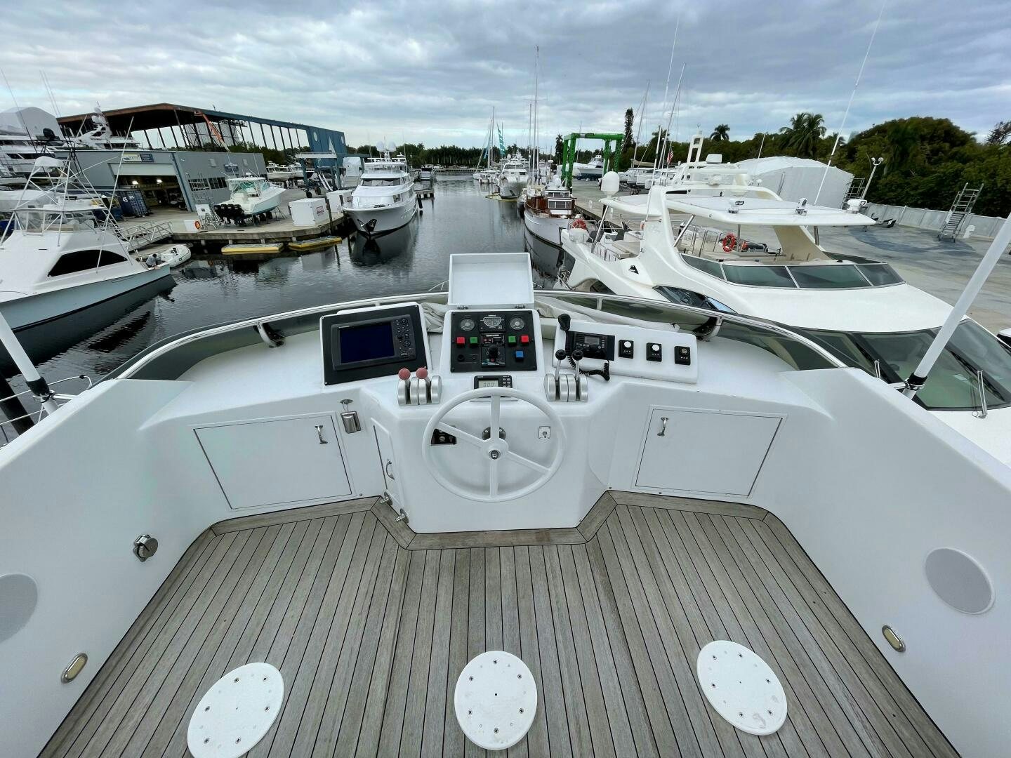 a group of boats in a harbor aboard SEAQUEST Yacht for Sale