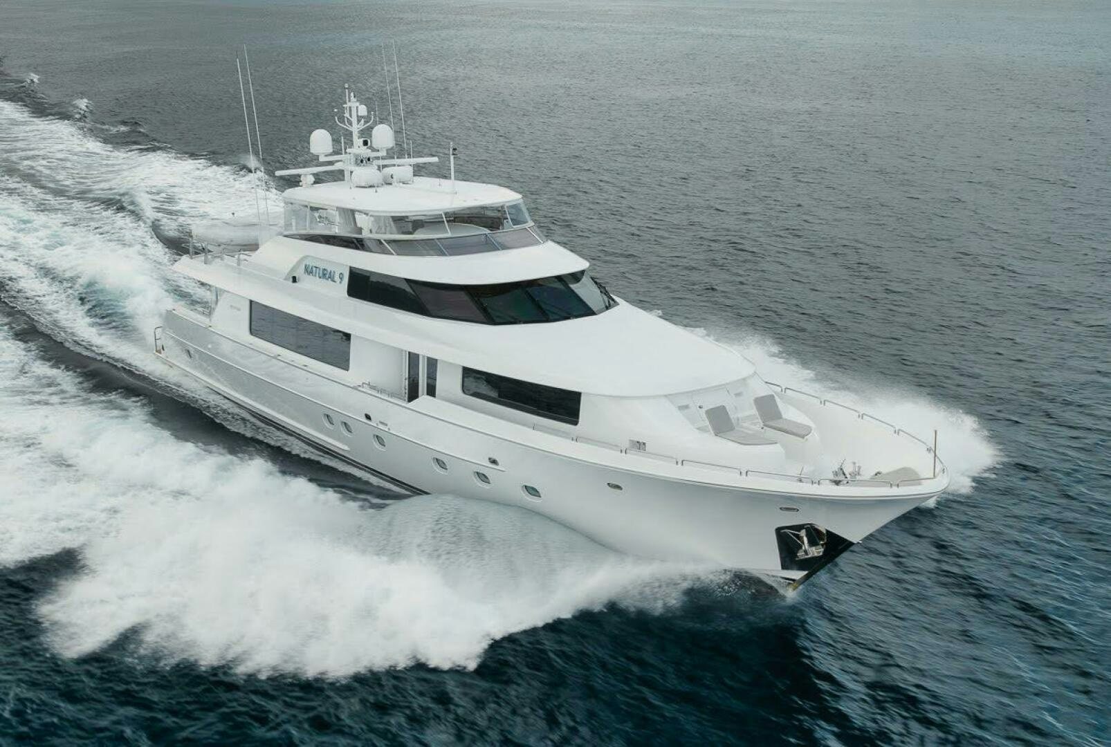 a white yacht on the water aboard NATURAL 9 Yacht for Sale