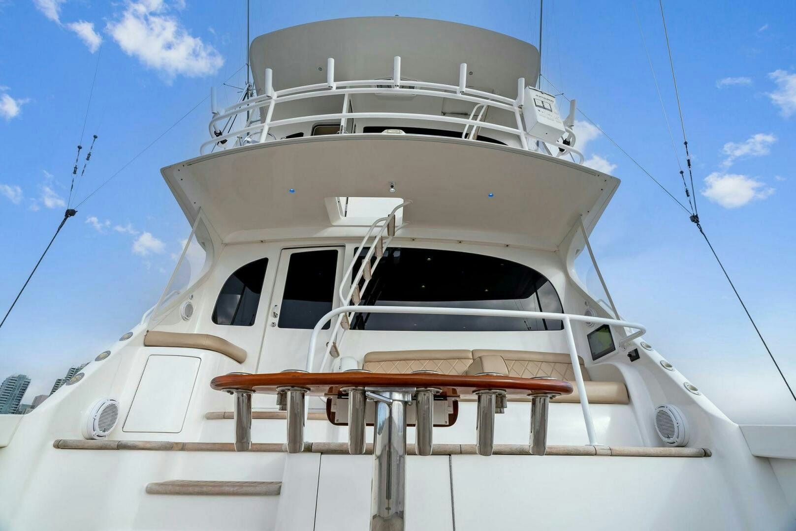 a white boat on a dock aboard FORTY NINER Yacht for Sale