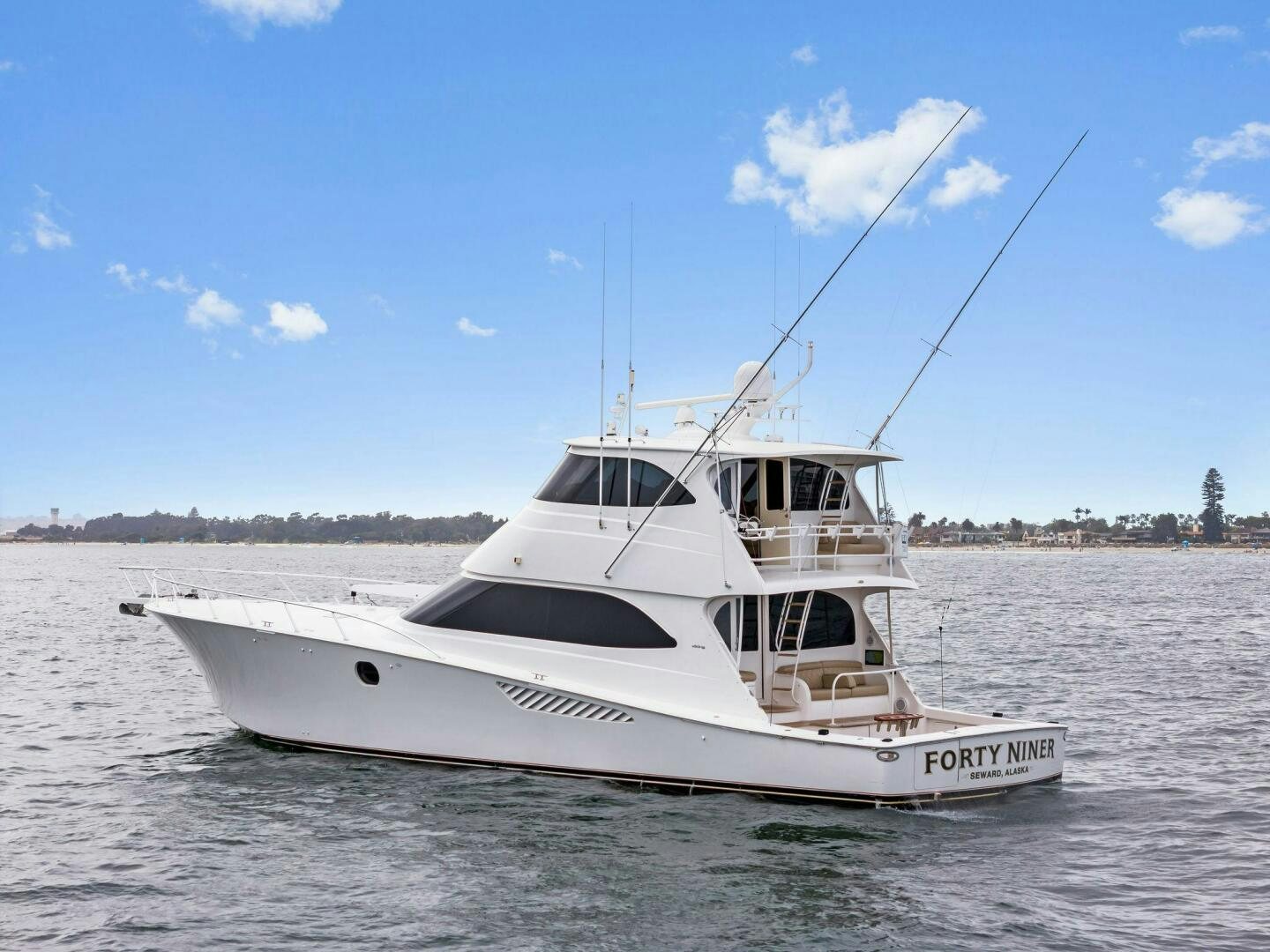 a white boat in the water aboard FORTY NINER Yacht for Sale