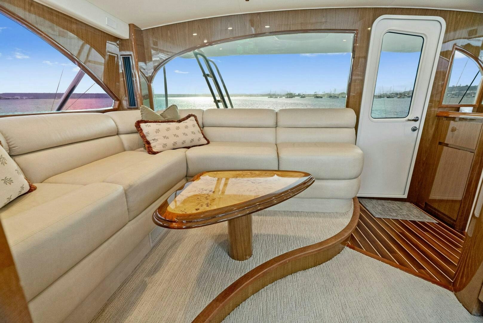 a living room with a couch and a table aboard FORTY NINER Yacht for Sale
