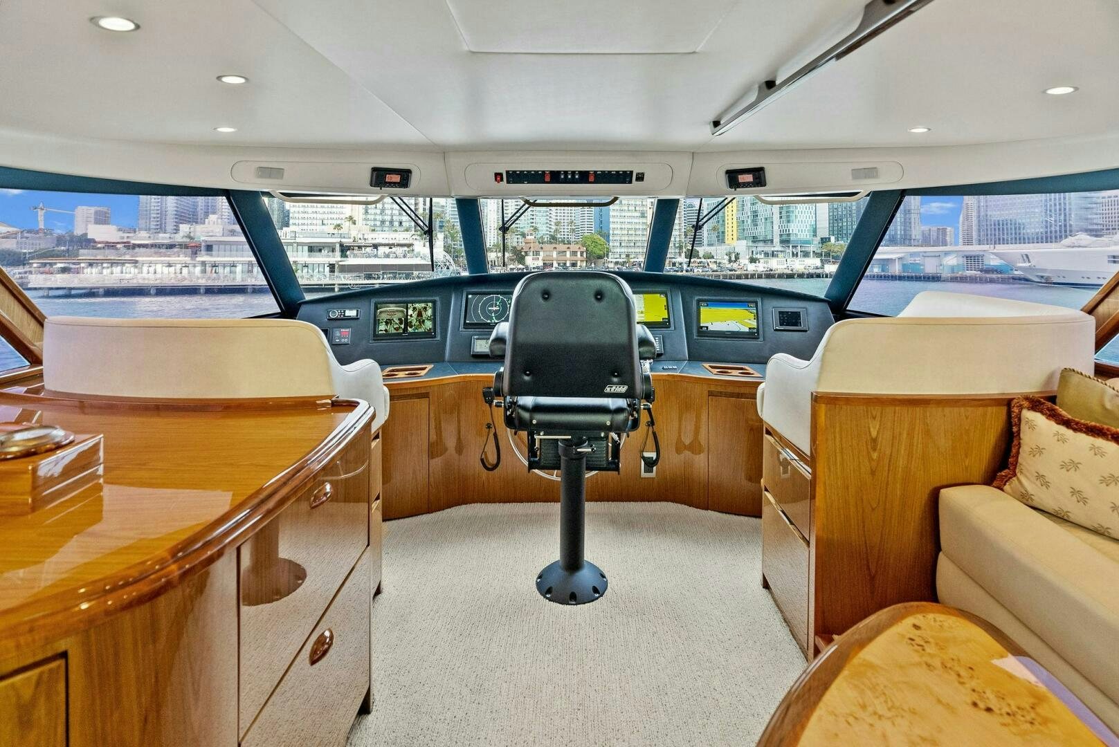 a room with a desk and a chair and a large window aboard FORTY NINER Yacht for Sale