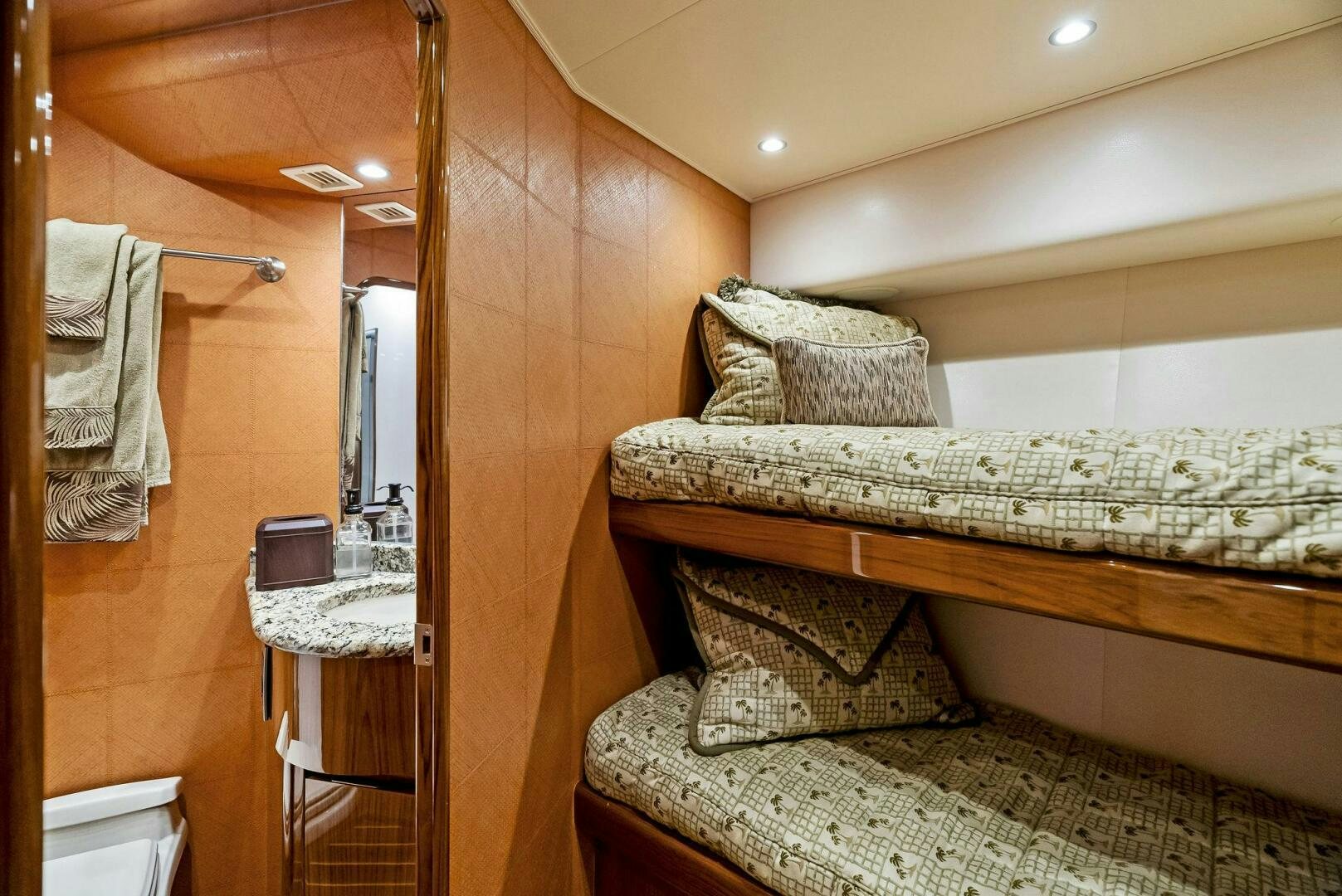 a bed in a room aboard FORTY NINER Yacht for Sale