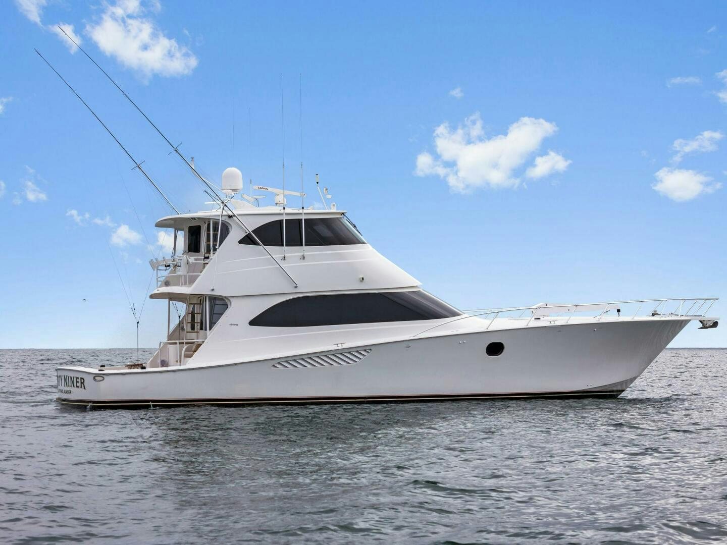 a white yacht on the water aboard FORTY NINER Yacht for Sale