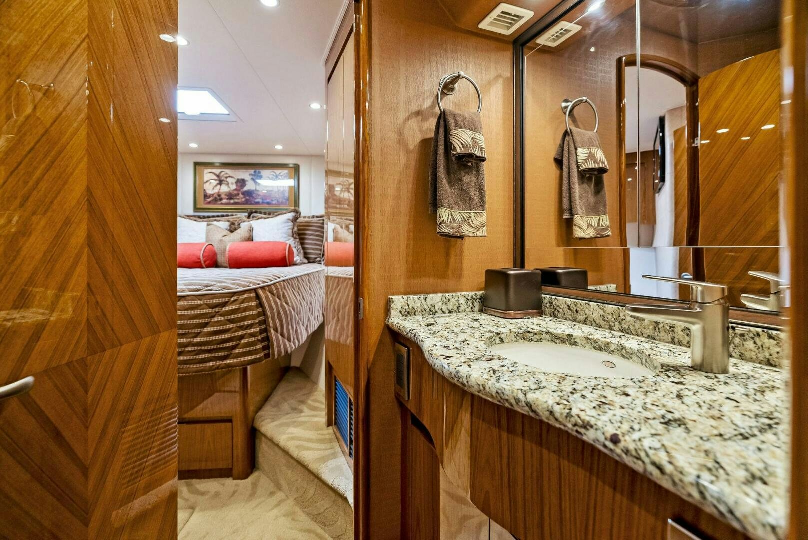 a bathroom with a large countertop aboard FORTY NINER Yacht for Sale