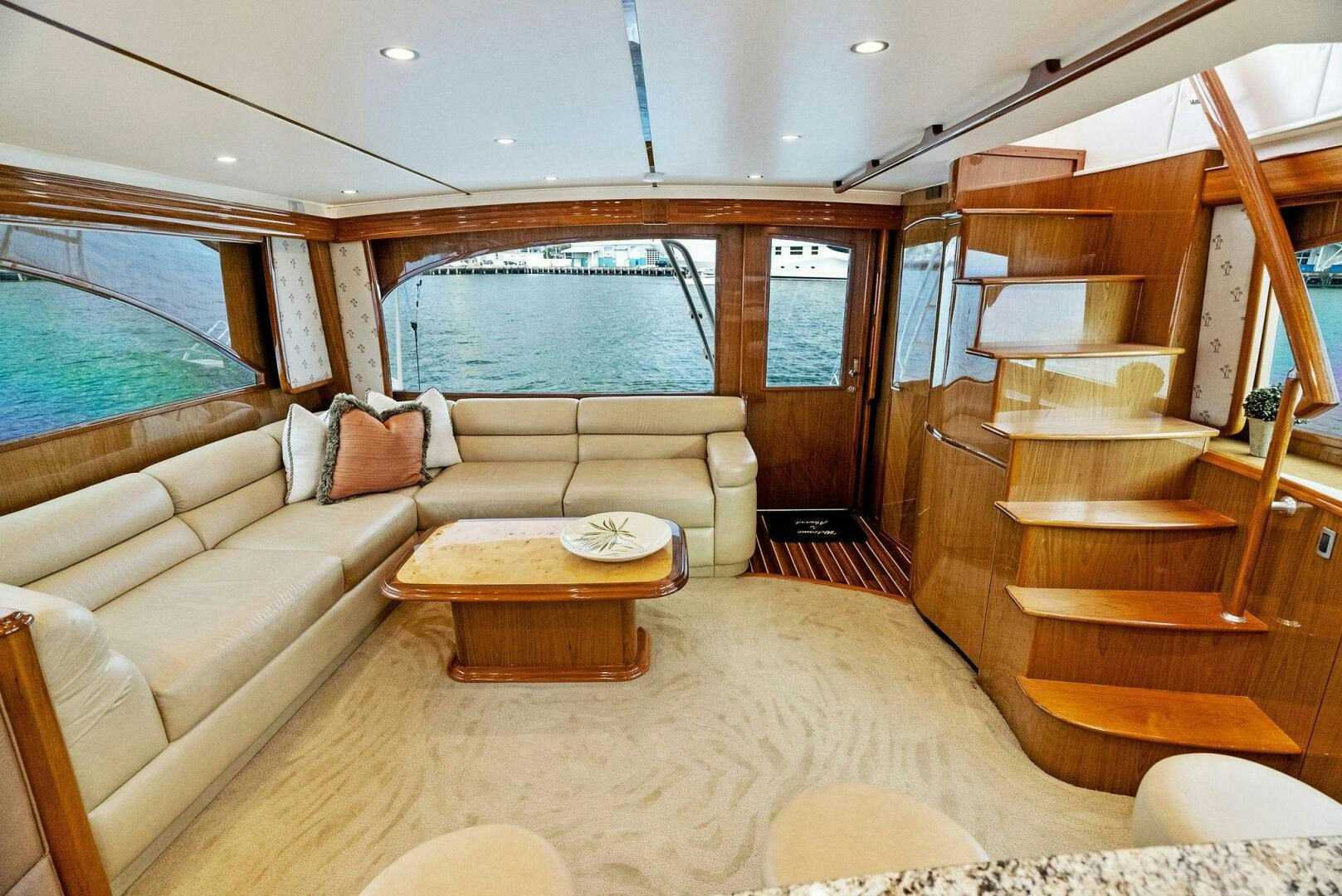 a living room with a large window aboard FORTY NINER Yacht for Sale